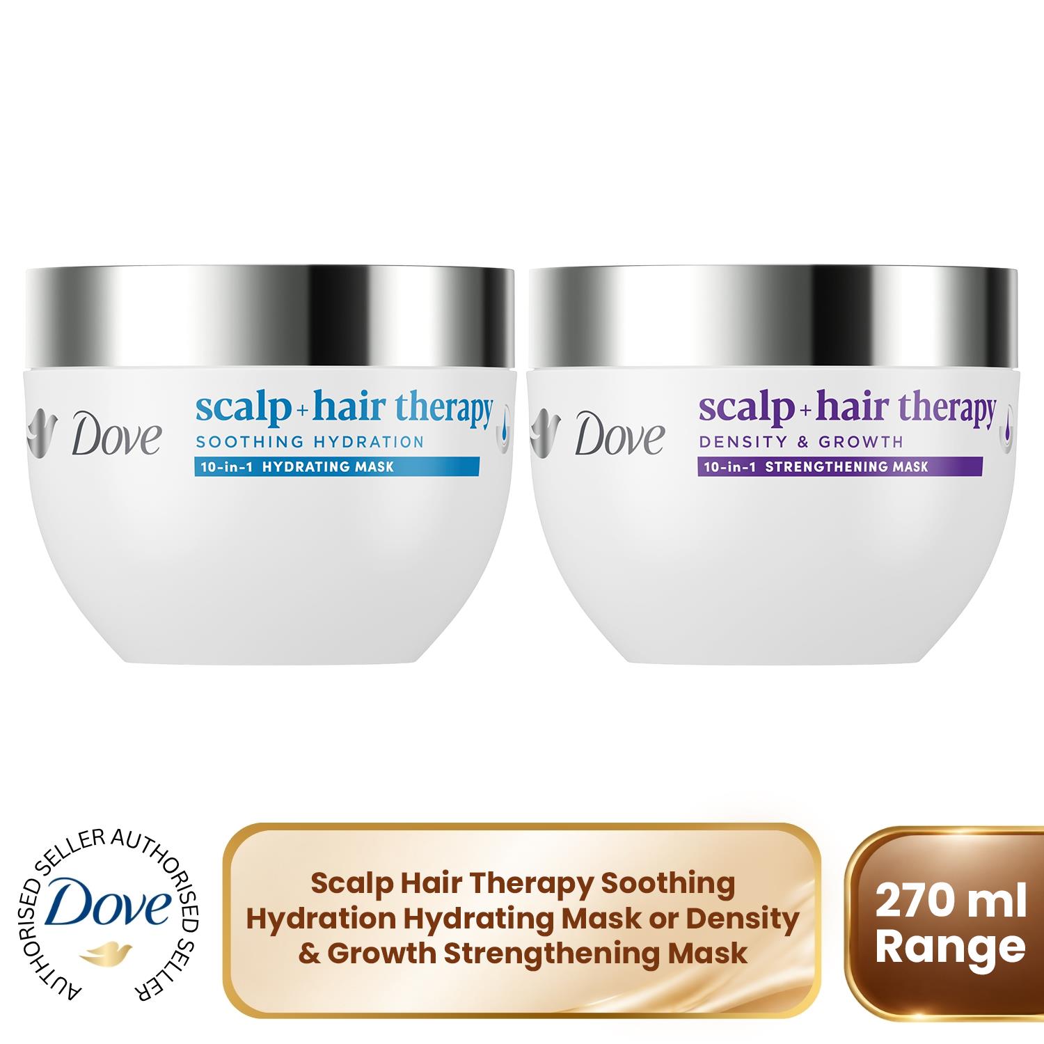 Dove Scalp+ Hair Therapy Hair Mask 270ml Soothing Hydration or Density & Growth