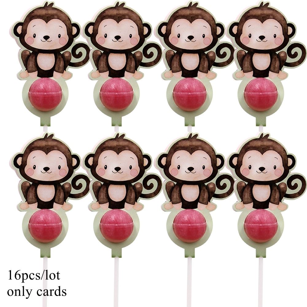 Tissy 16PCS Wild Animal Lollipop Cards for Jungle Safari Parties - Picture 7 of 10