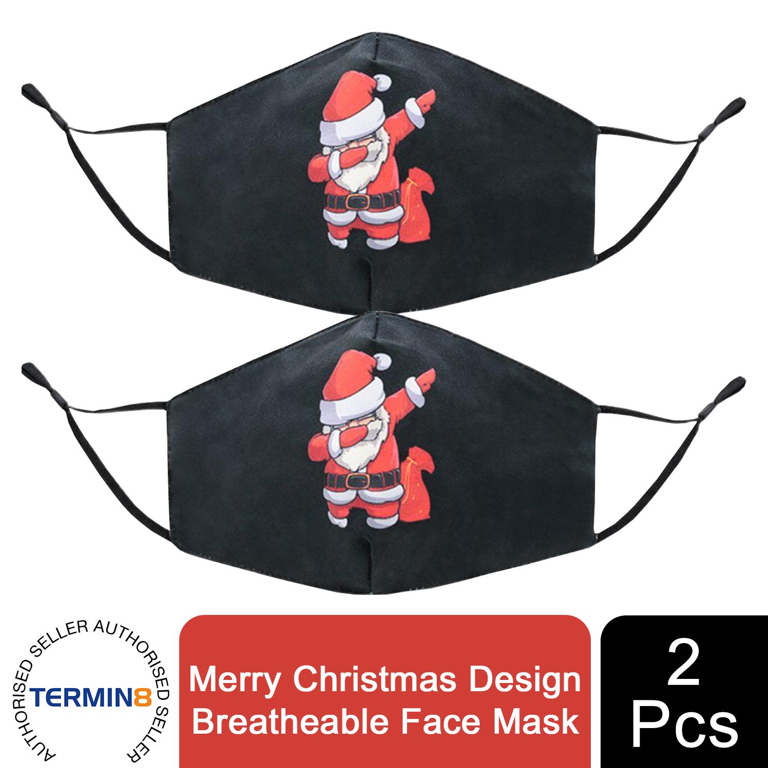 Termin8 Unisex Face Mask Printed Christmas Design, Lightweight & Breathable