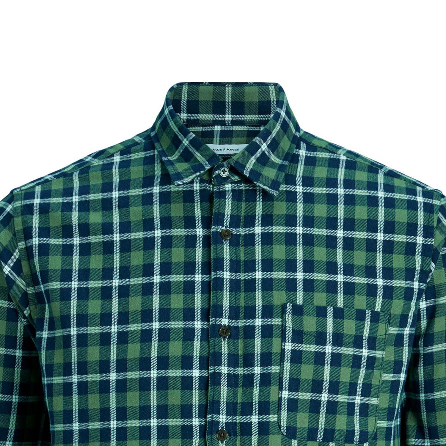 Jack & Jones Mens Casual Checked Shirt, Single Pocket, Button Cuff - Picture 22 of 30
