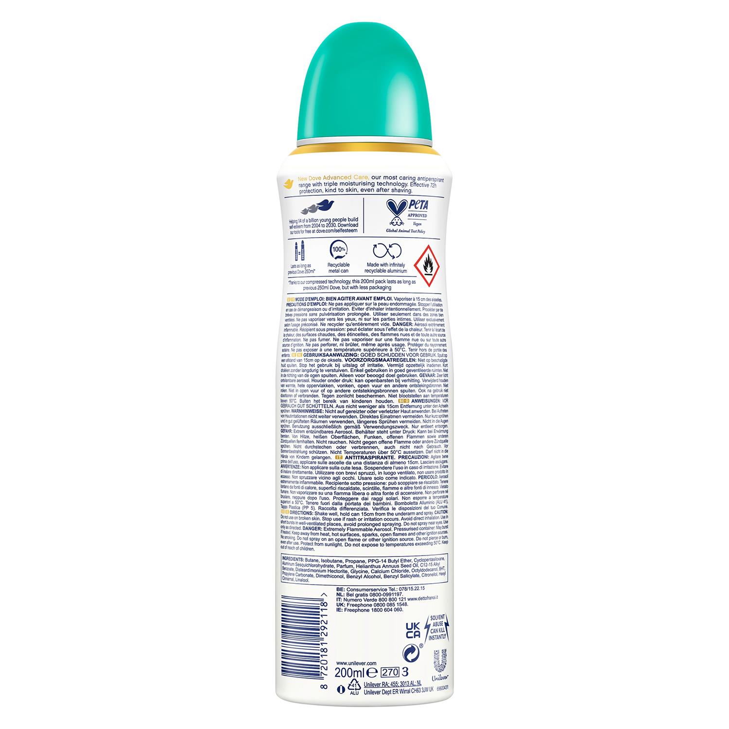 Dove Advanced Care Antiperspirant 72H Protection Deodorant Spray for Women,200ml - Picture 64 of 370