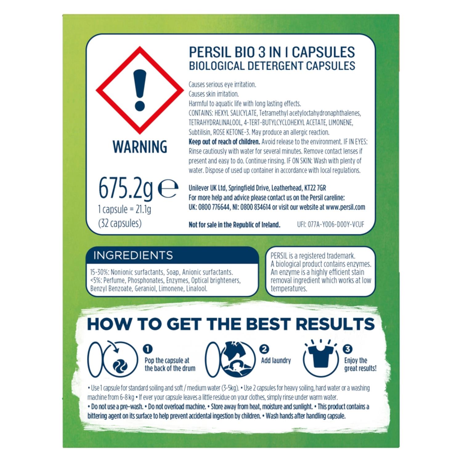 Persil 3-in-1 Washing Capsules, Colour Protect, Bio or Non-bio, 32 Washes - Picture 33 of 130