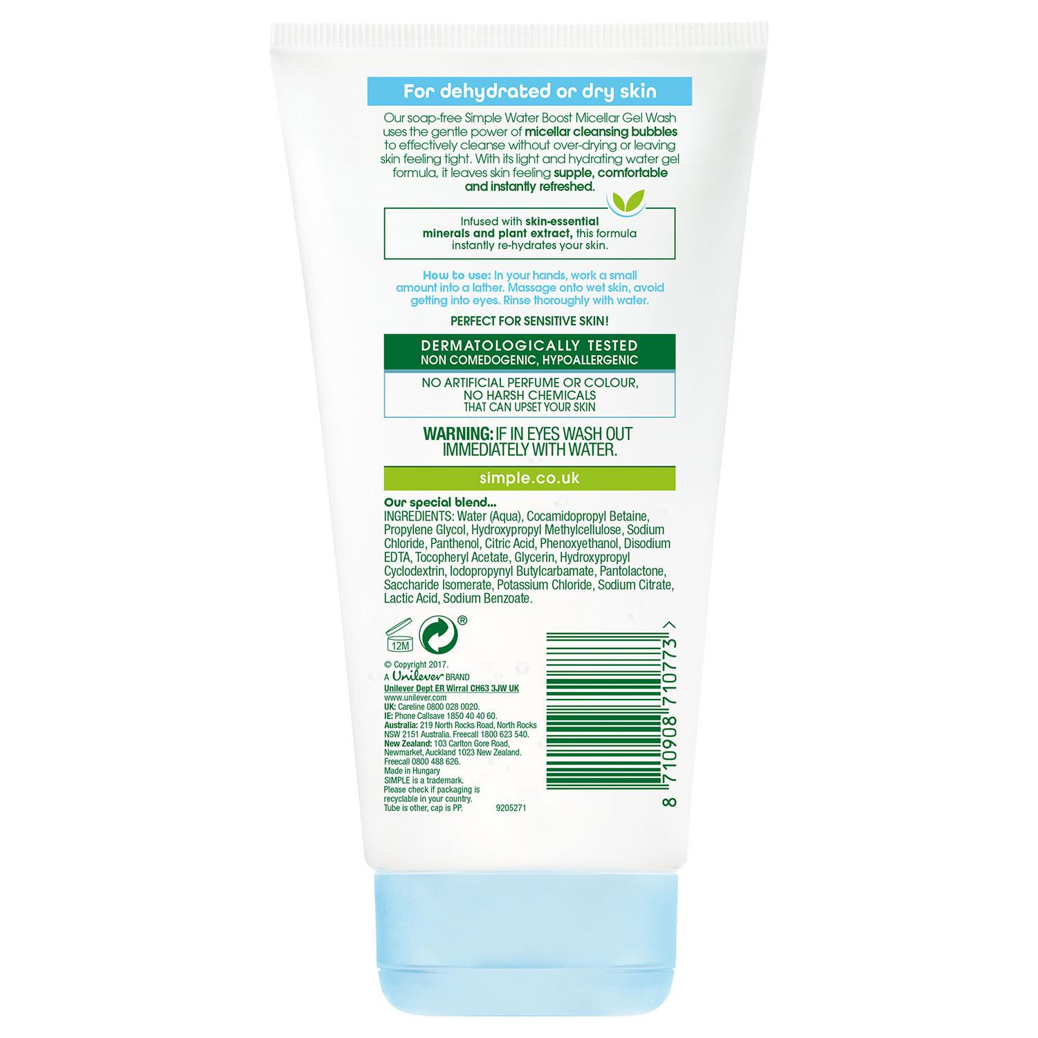 Simple WaterBoost Gel Wash150ml, Gel Cream50ml, or Night Cream50ml with Minerals - Picture 47 of 52