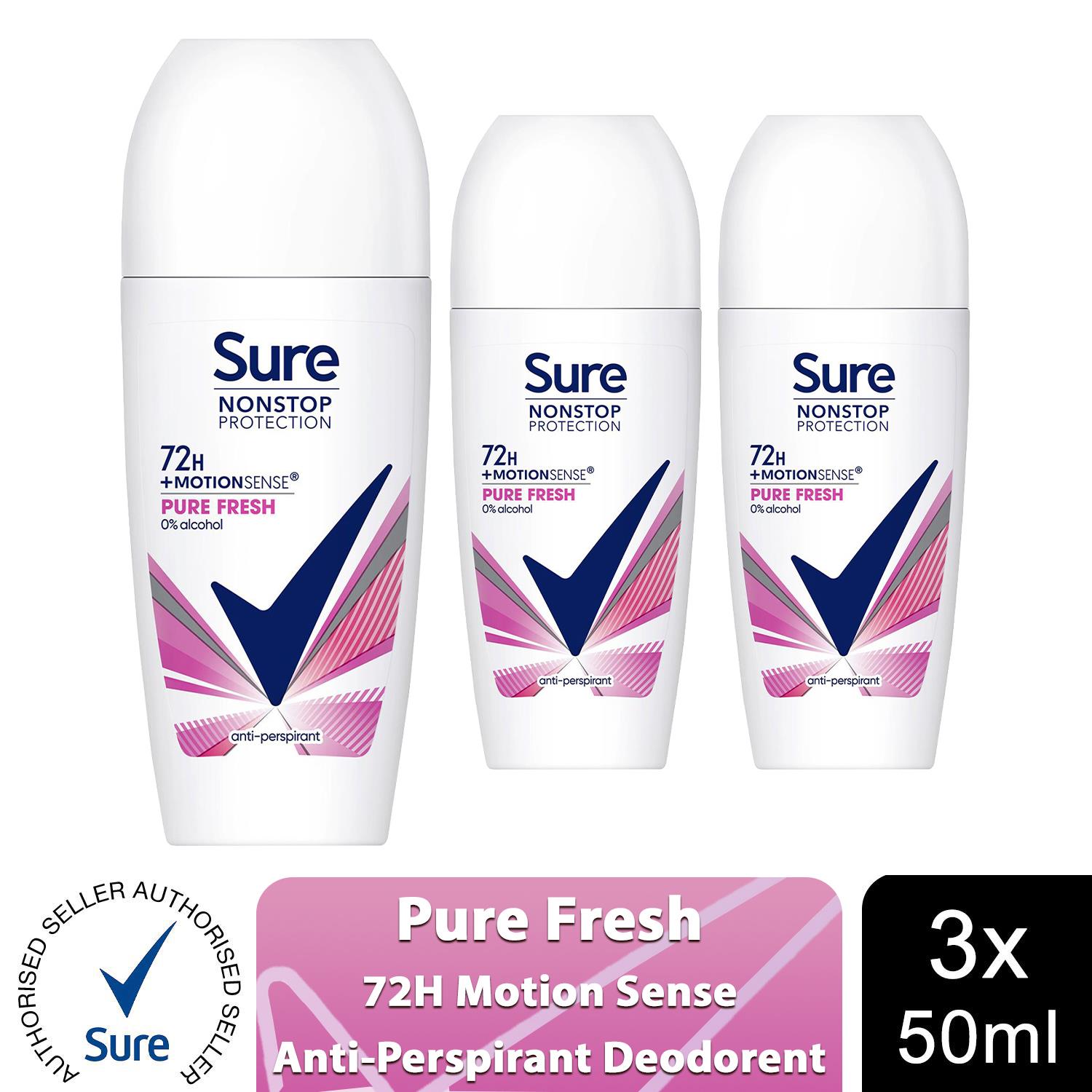 Sure Women Motion Sense AP Deodorant Roll-on 72H Nonstop, Protection 50ml, 3Pack - Picture 29 of 46