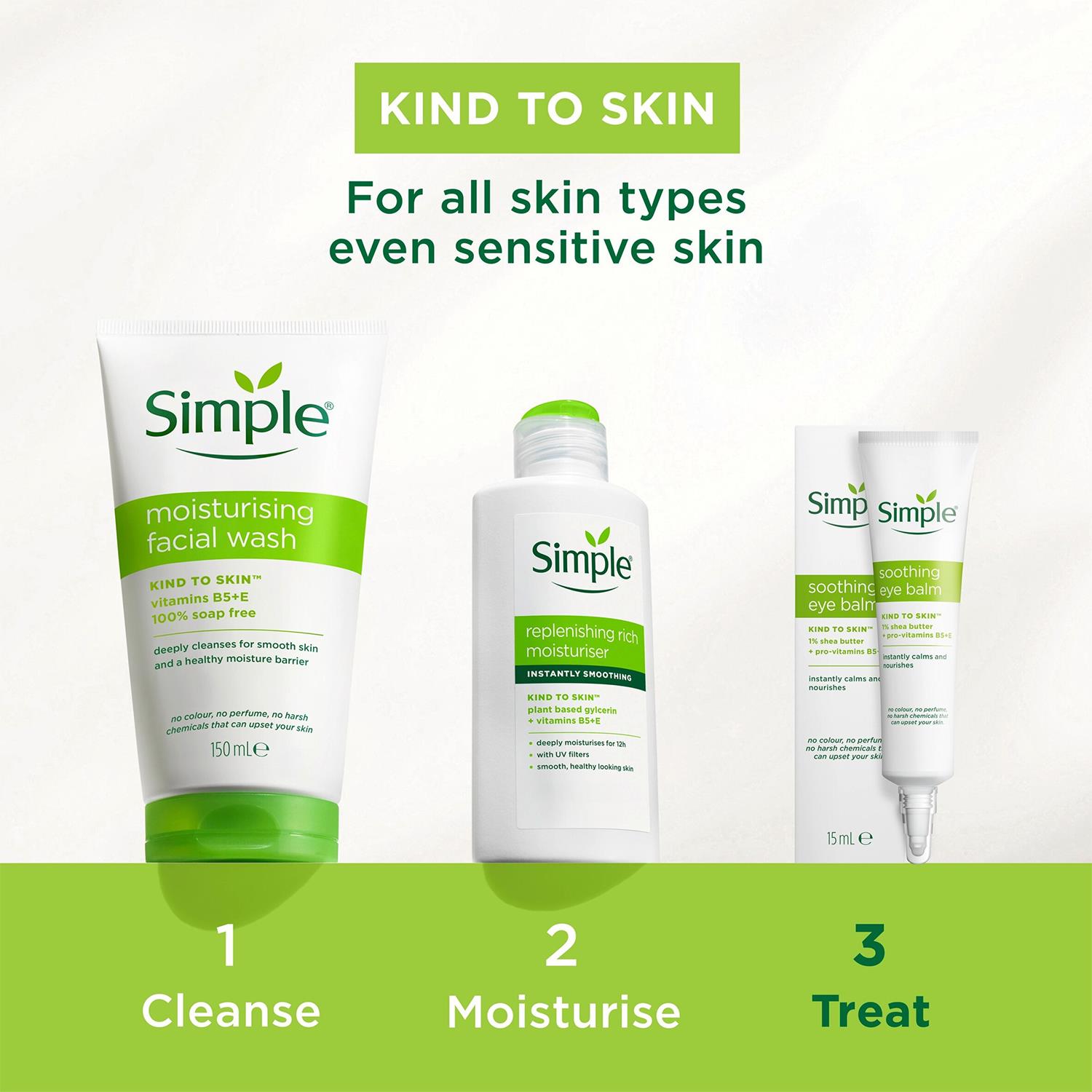 2x150ml Simple Kind to Skin Moisturising/Purifying FacialWash for Sensitive Skin - Picture 32 of 36