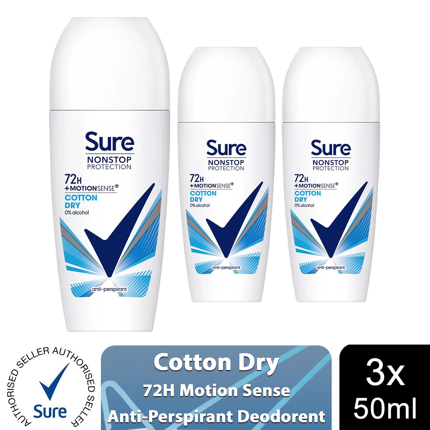 Sure Women Motion Sense AP Deodorant Roll-on 72H Nonstop, Protection 50ml, 3Pack - Picture 11 of 46
