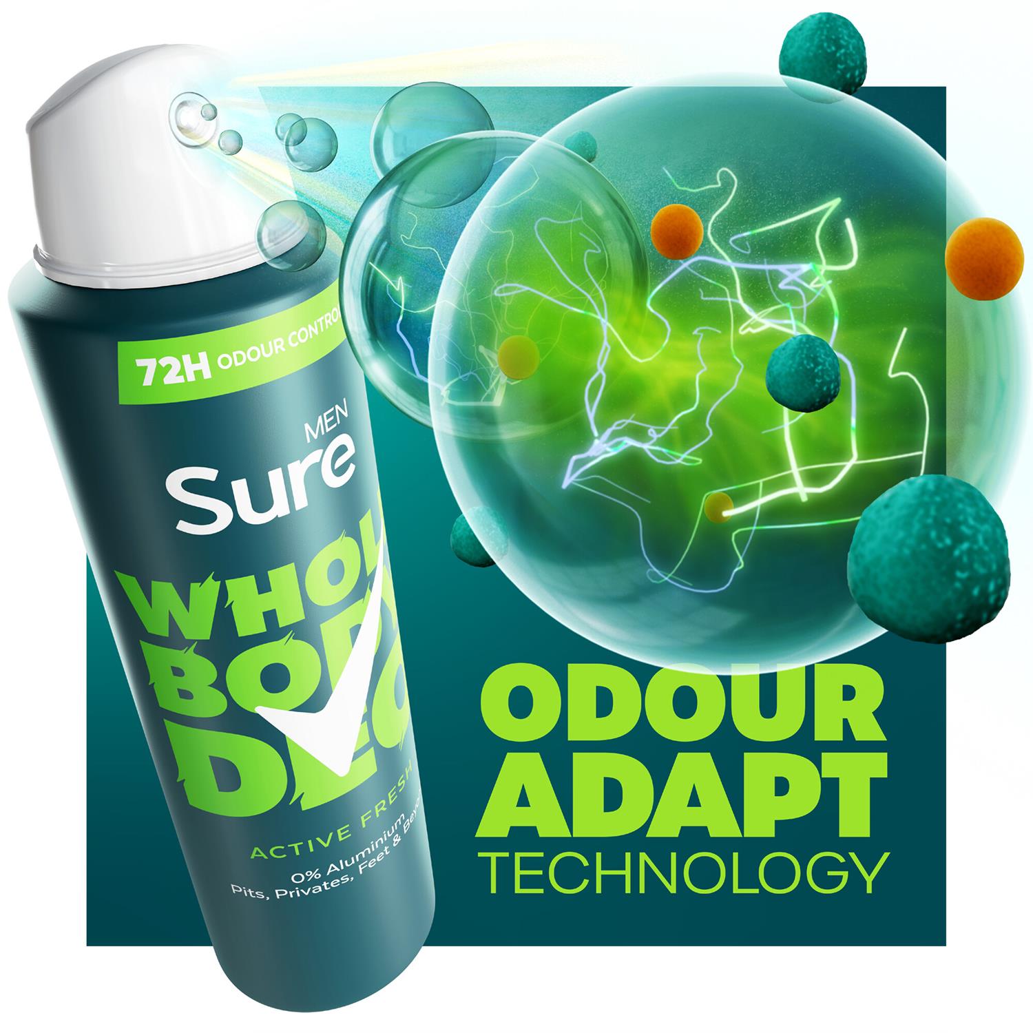 Sure Men Whole Body Deodorant Spray Ocean Rush & Active Fresh, 150ml - Picture 72 of 88