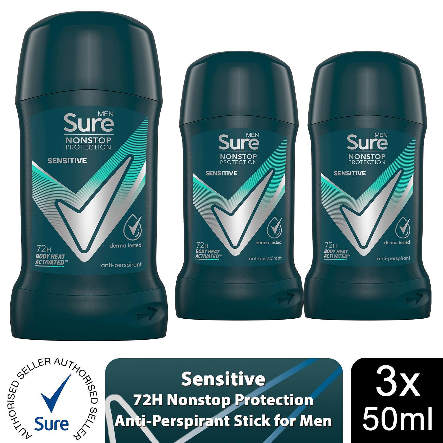 Sure Men AntiPerspirant Deodorant Stick Sensitive 72H Nonstop Protection, 50ml - Picture 23 of 98