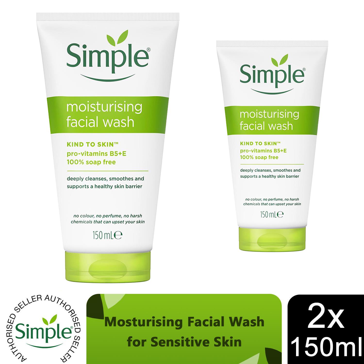 2x150ml Simple Kind to Skin Moisturising/Purifying FacialWash for Sensitive Skin - Picture 25 of 36