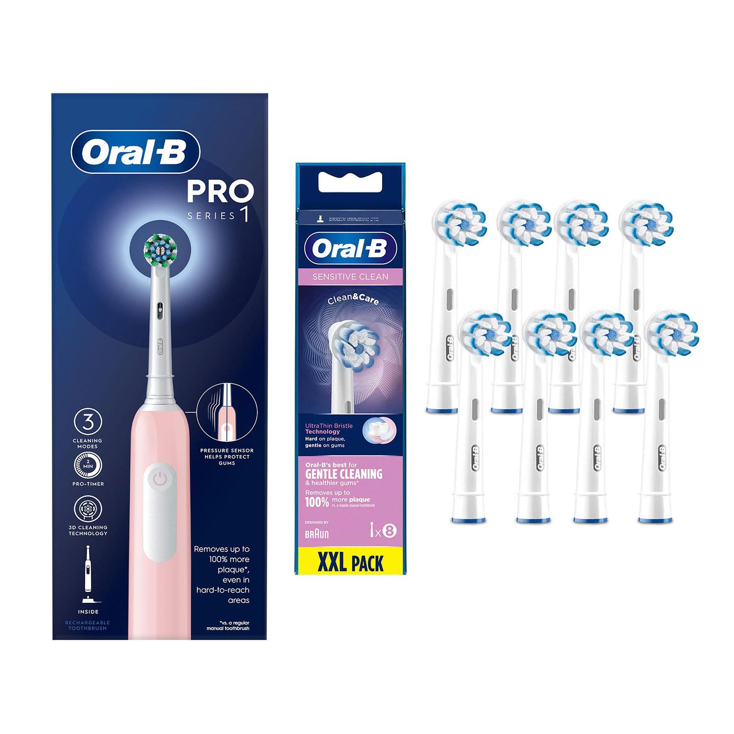 Oral-B Pro 1 Cross-Action Elektrische Zahnbürste Pink 3 Modi mit 8x Nachfüllköpfen - Bild 65 von 65
