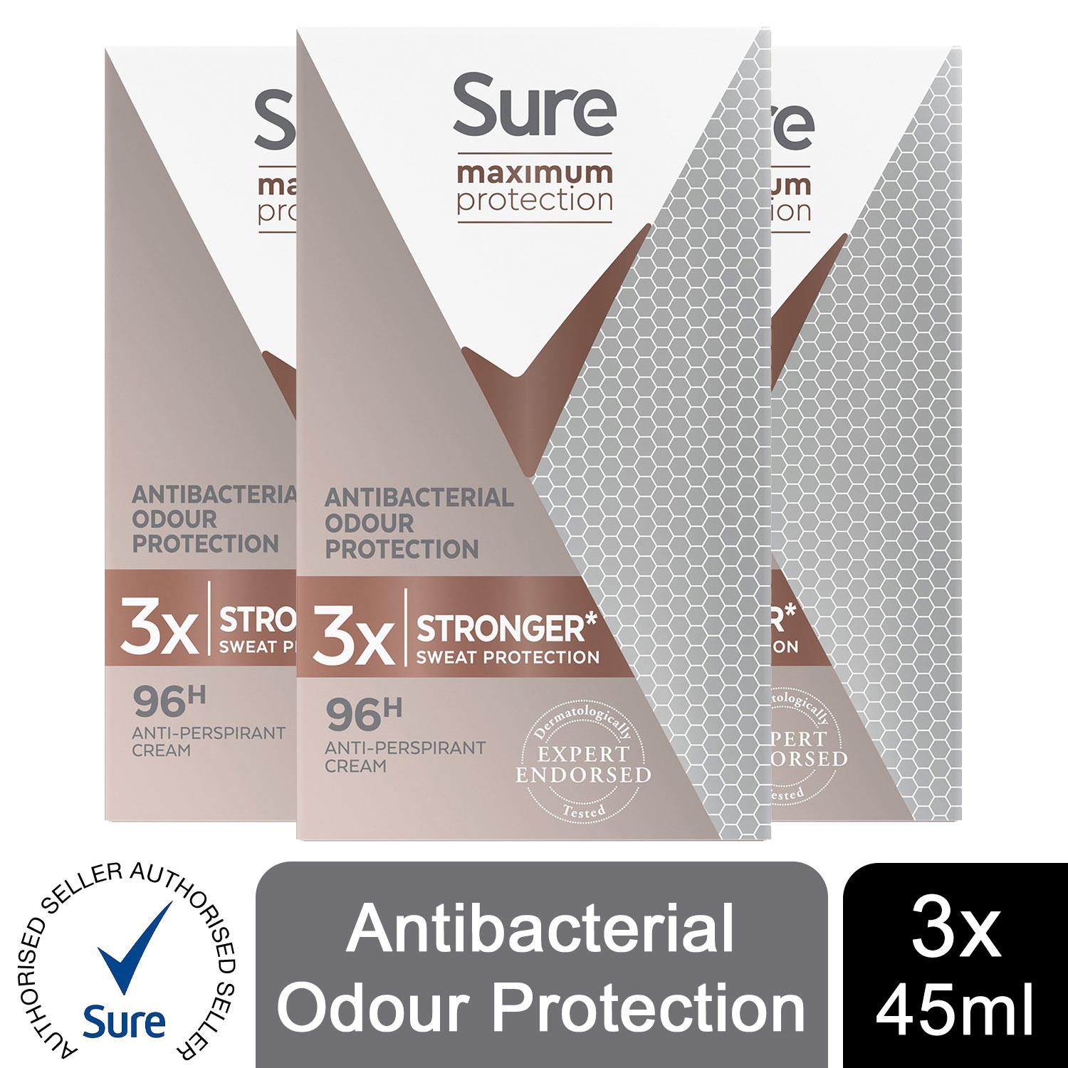 SURE WOMEN MAXIMUM 96H Protection AntiPerspirant Deodorant Cream, 3 Pack, 45ml £12.49