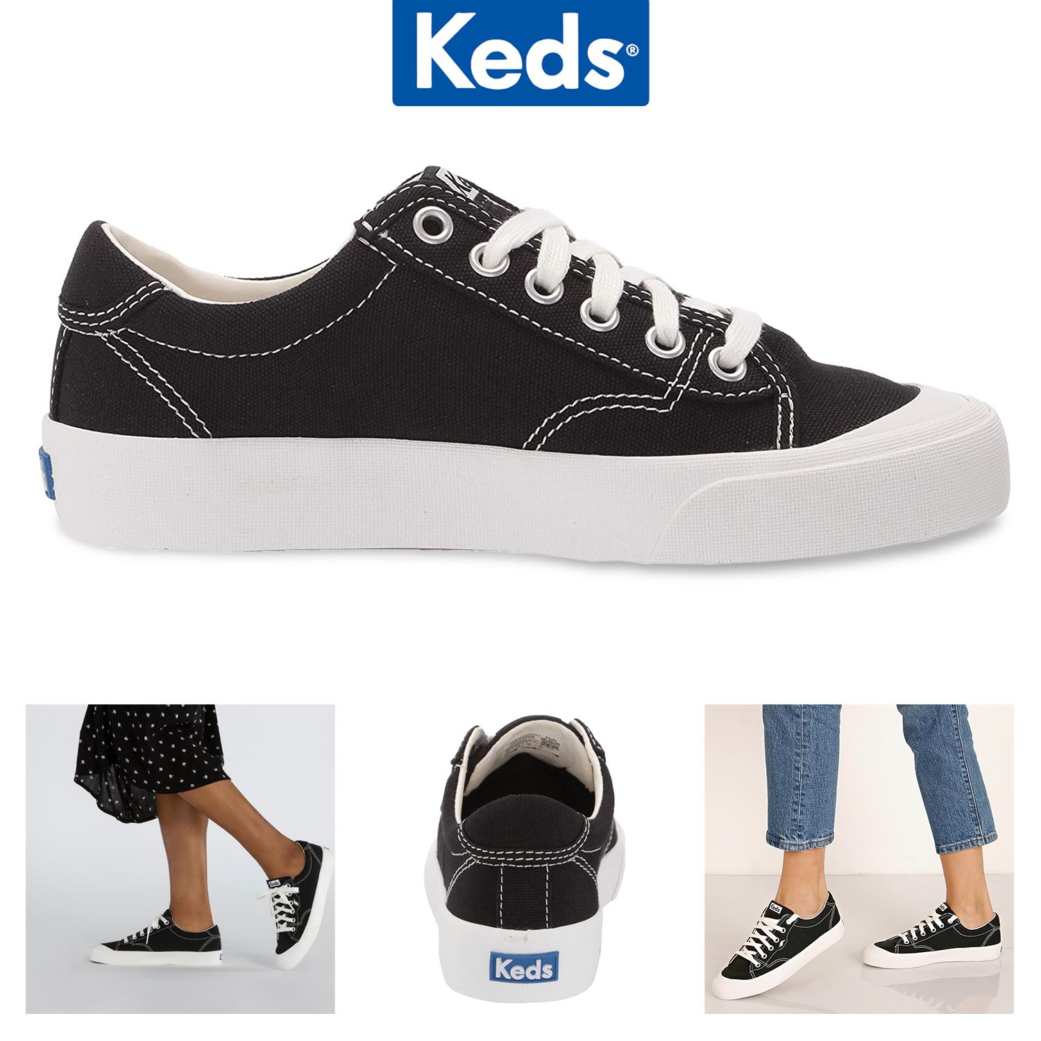 Keds Crew Kick 75 Núcleo Orgánico Lona Algodón Orgánico Negro WF64824, Talla Selecta - Imagen 11 de 20