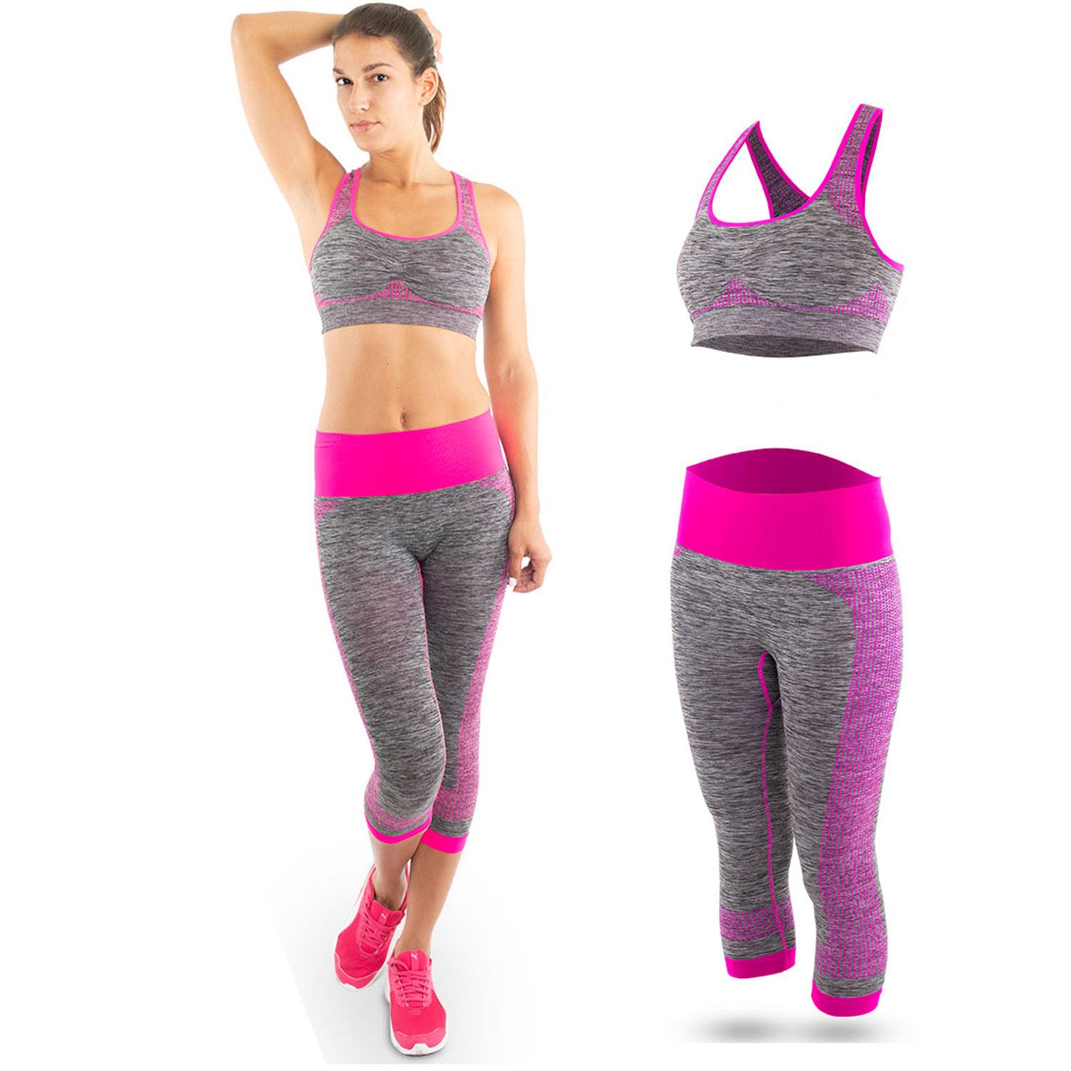 Aquarius Fitness Women Yoga Sportswear Set Green or Pink - Picture 24 of 32