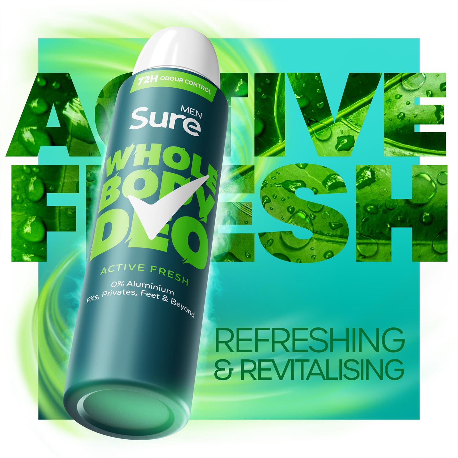 Sure Men Whole Body Deodorant Spray Ocean Rush & Active Fresh, 150ml - Picture 31 of 88