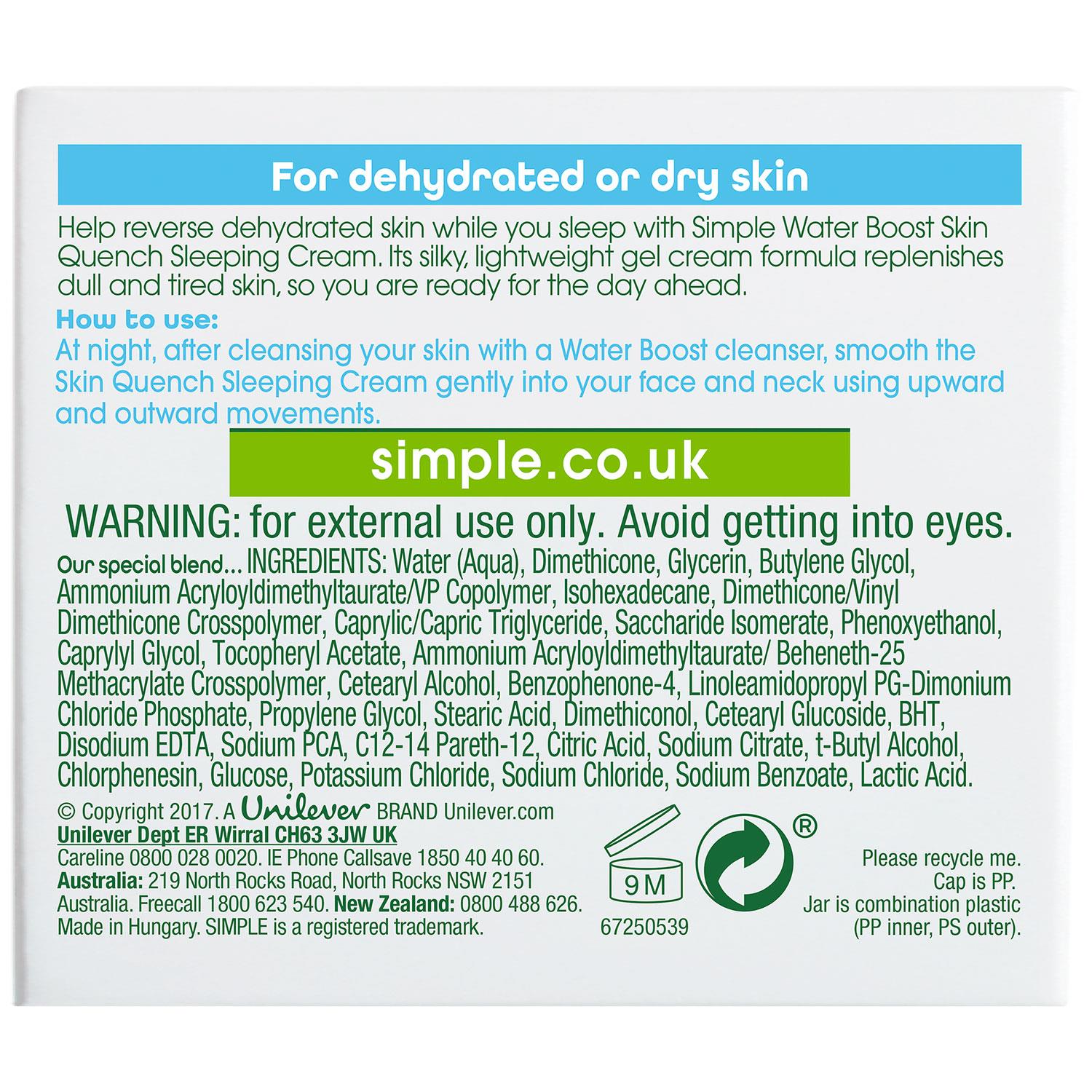 Simple WaterBoost Gel Wash150ml, Gel Cream50ml, or Night Cream50ml with Minerals - Picture 49 of 52