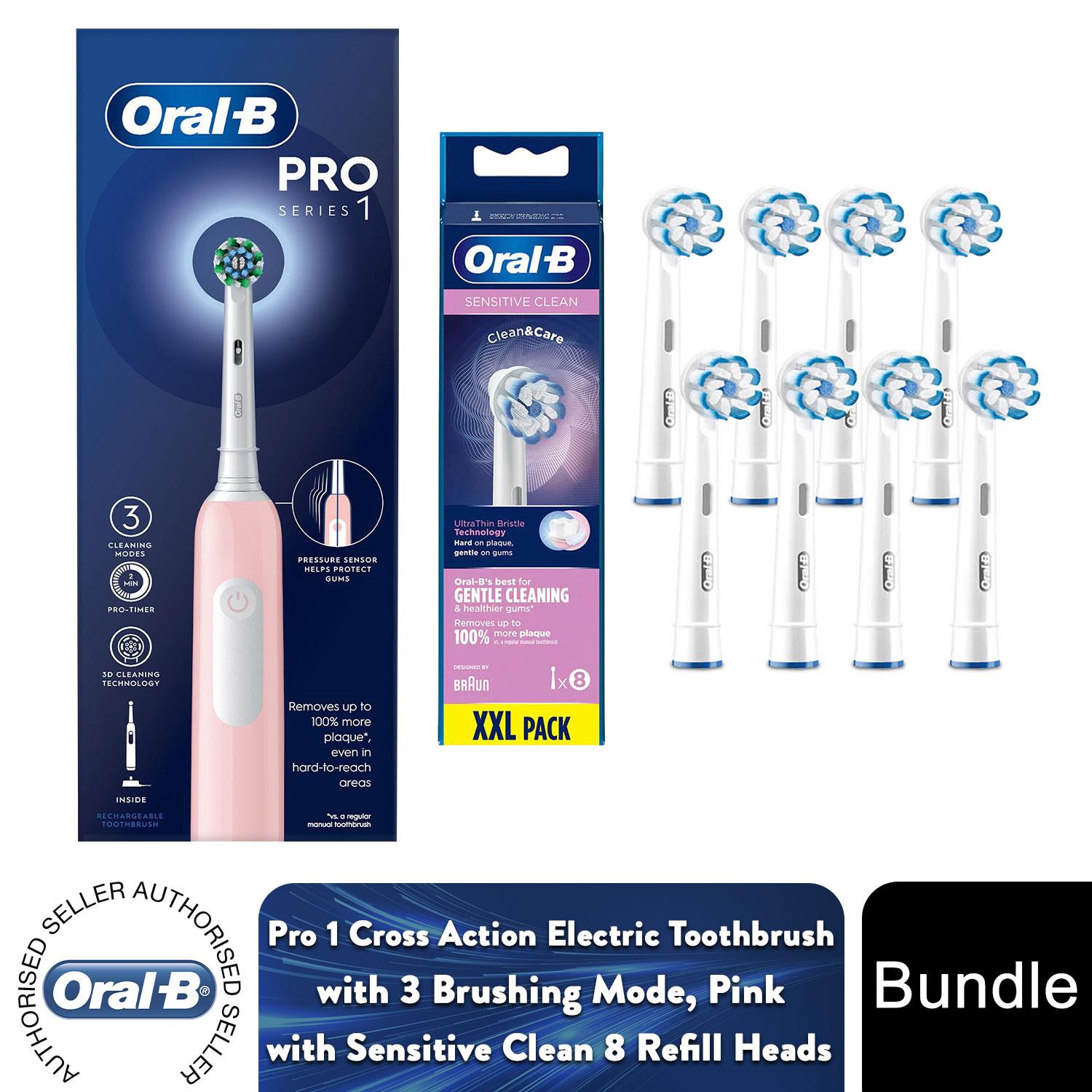 Oral-B Pro 1 Cross-Action Elektrische Zahnbürste Pink 3 Modi mit 8x Nachfüllköpfen - Bild 55 von 65