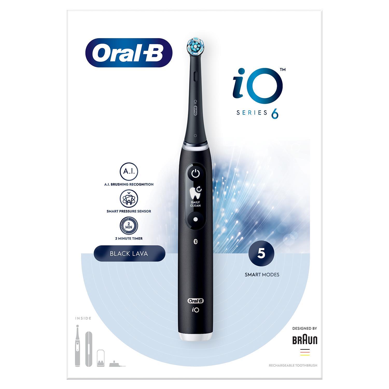 Oral-B iO Series 6 Elektrische Wiederaufladbare Zahnbürste - Schwarz mit 8x Nachfüllköpfen - Bild 32 von 66