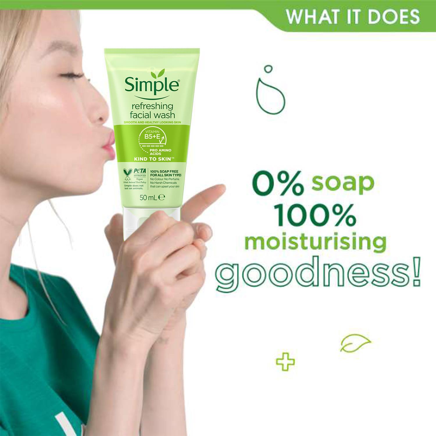 3 x 50ml Simple Kind to Skin Soap Free Refreshing Facial Gel Wash - Picture 14 of 20