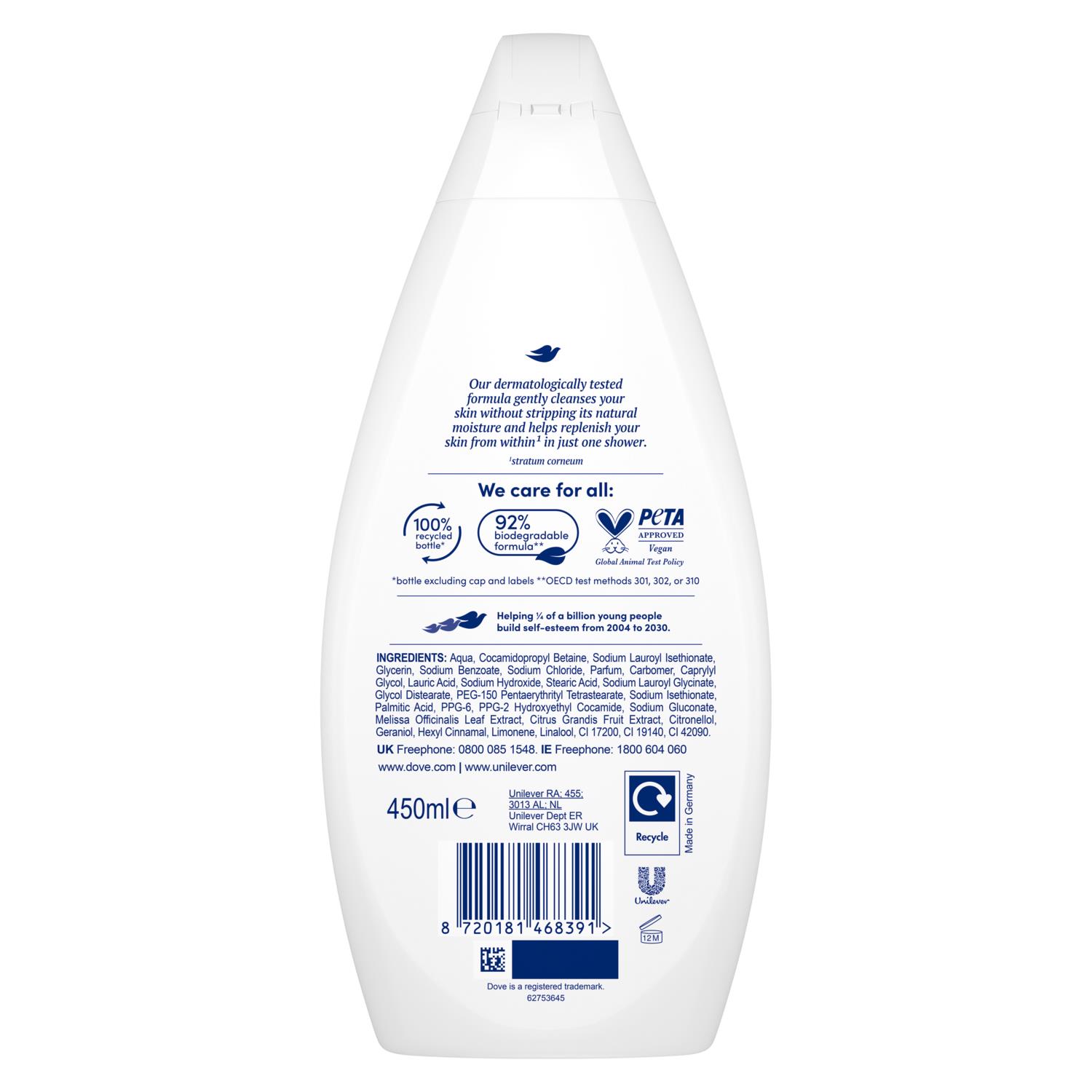 Dove Body Wash Moisturising Cream Caring/Pampering/Soothing 3x, 6x or 12x, 450ml - Picture 105 of 219