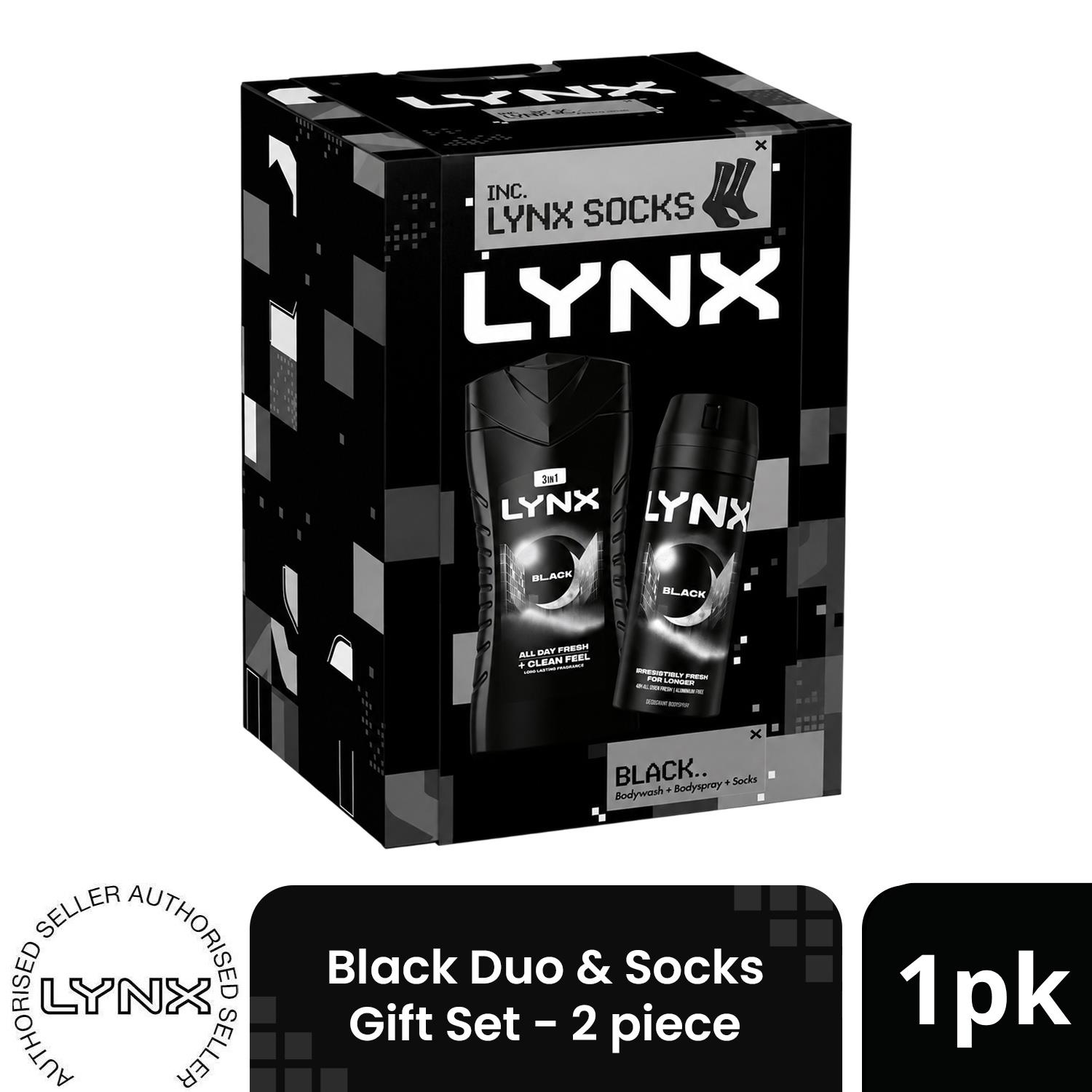 Lynx Black Duo & Socks Gift Set 2 piece, Choose your pack 1,2,3 or 4