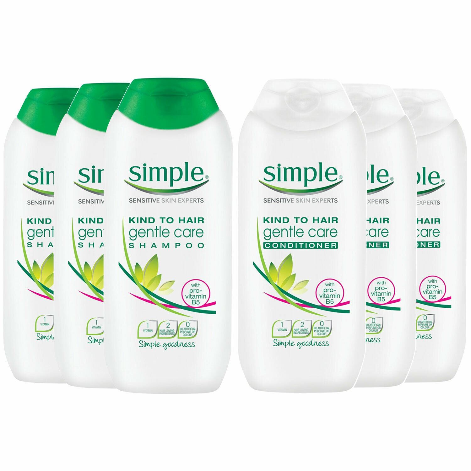 Simple Kind to Hair Gentle Care Shampoo or Conditioner, 3 or 6 Packs of 200ml - Picture 57 of 57