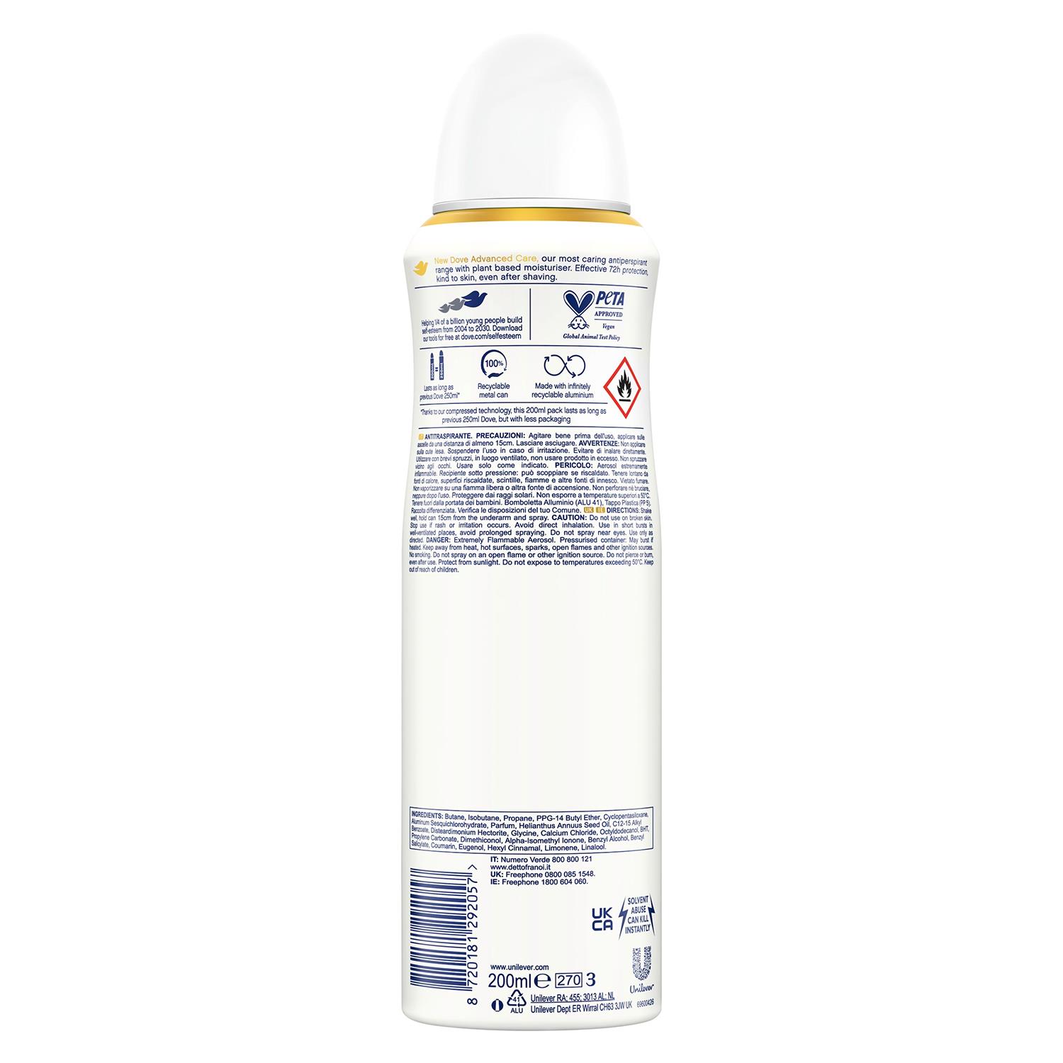Dove Advanced Care Antiperspirant 72H Protection Deodorant Spray for Women,200ml - Picture 25 of 370