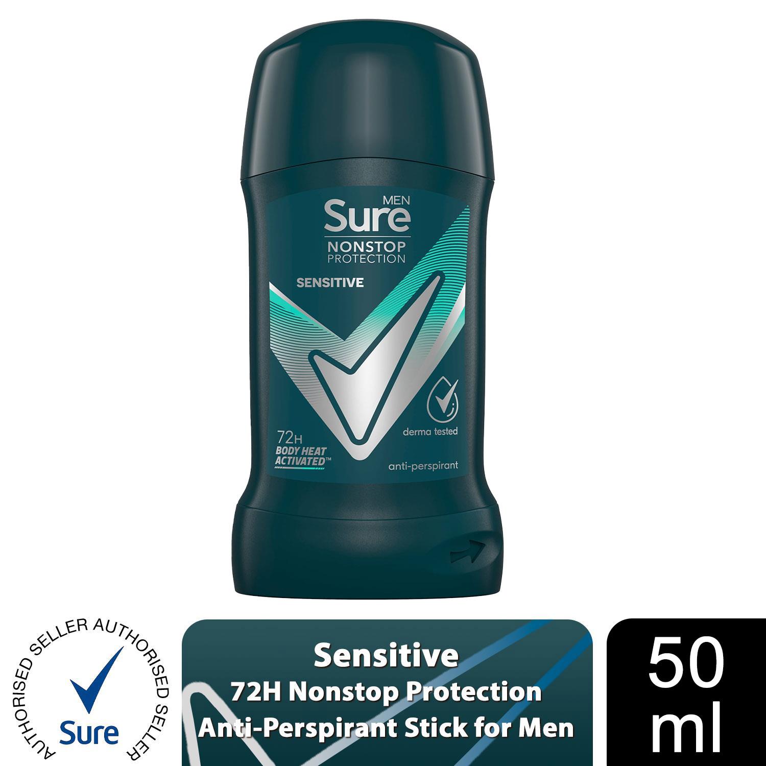 Sure Men AntiPerspirant Deodorant Stick Sensitive 72H Nonstop Protection, 50ml - Picture 13 of 98
