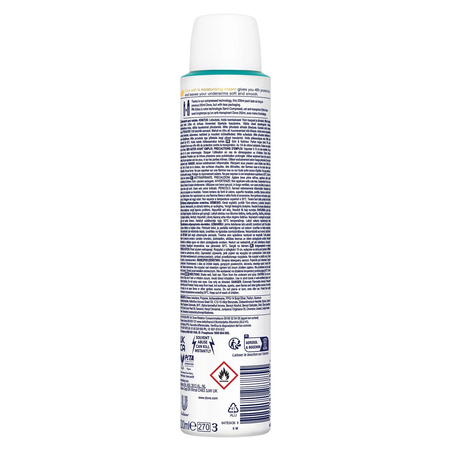 Dove Anti-Perspirant with 48H Sweat Protection Deodorant Spray 200ml, 3 Pack - Picture 42 of 56