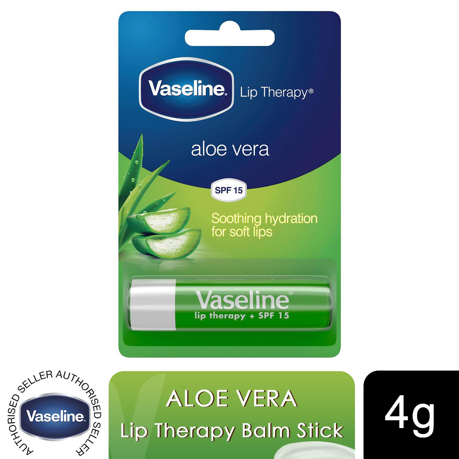 Vaseline Lip Balm Stick Aloe Vera 4g, Lip Therapy Soothing Moisturising Lip Care