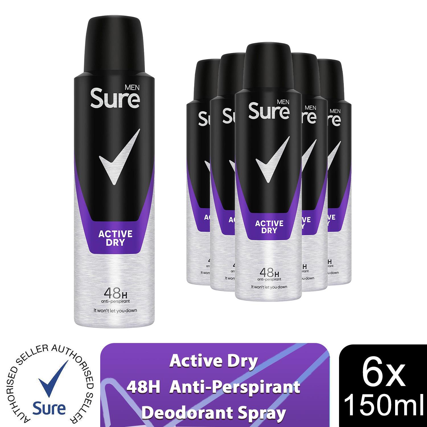 Sure Men Anti-Perspirant 48 Hour Protection Deodorant Spray, 6 Pack, 150ml - Picture 9 of 45