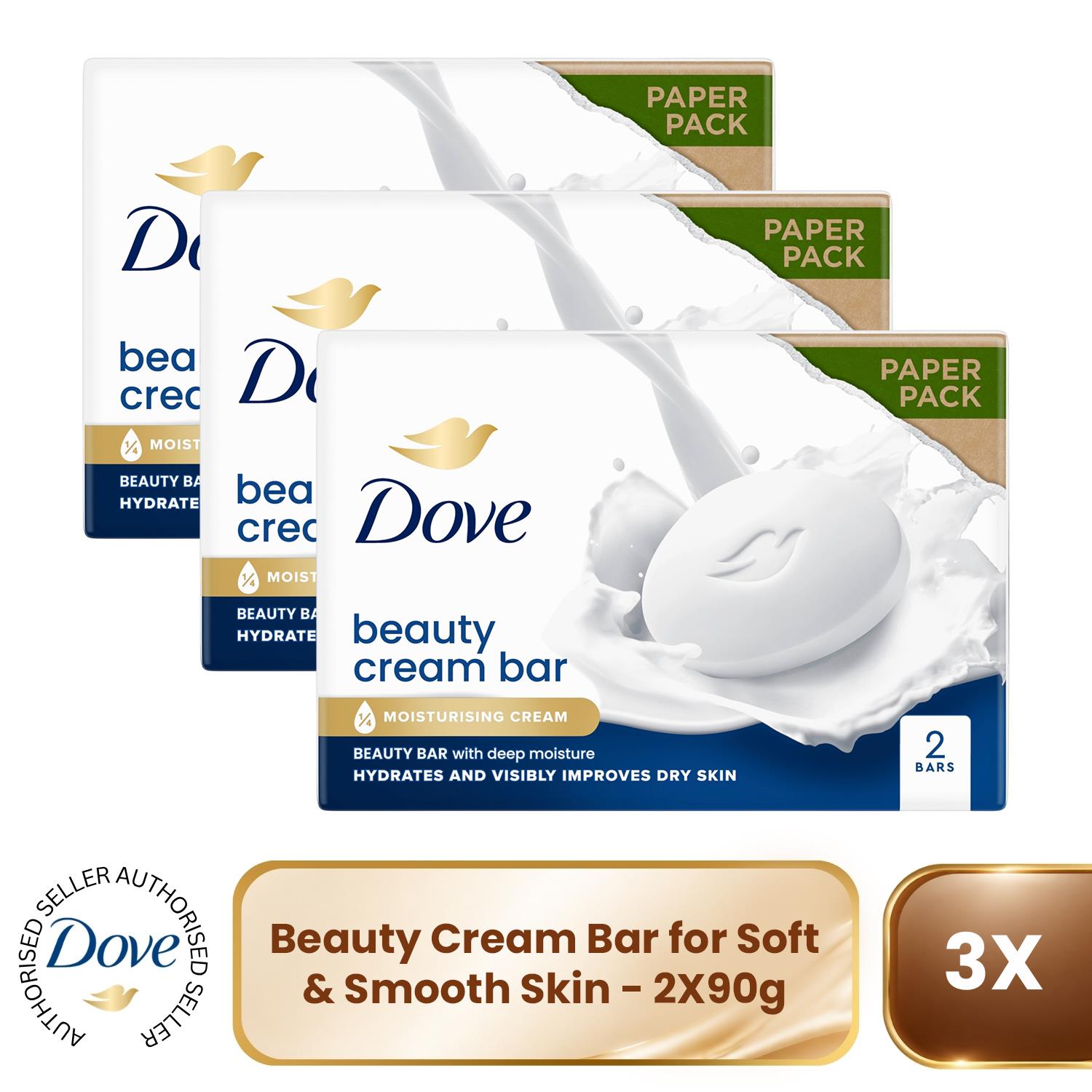Dove Orignal Moisturising Beauty Cream Bar for Soft & Smooth Skin, 2x90g, 4 Pack - Image 3