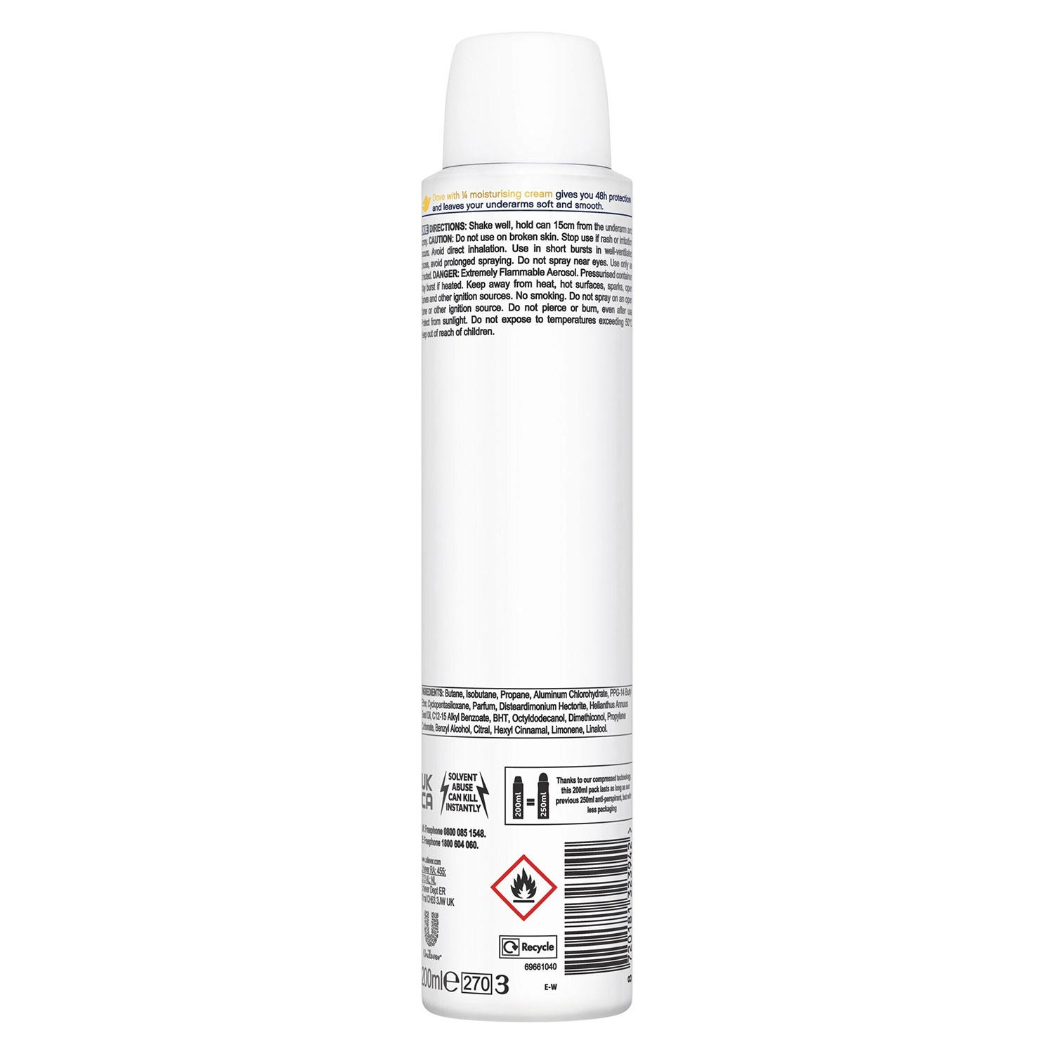 Dove Anti-Perspirant with 48H Sweat Protection Deodorant Spray 200ml, 6 Pack - Picture 31 of 56