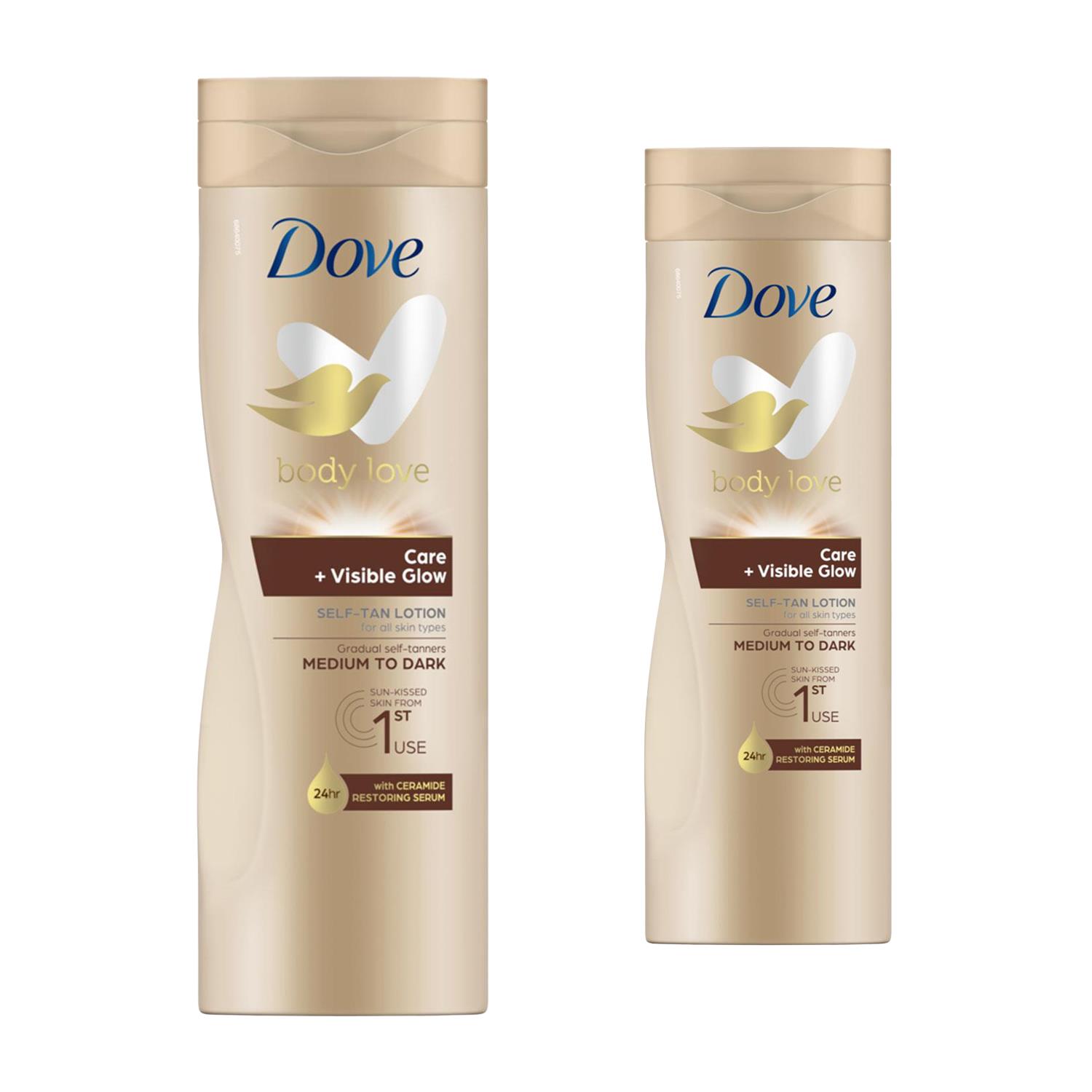 Dove Self Tan Body Lotion Nourishing Deep Care + Moisturizing Lotion, 2x400ml