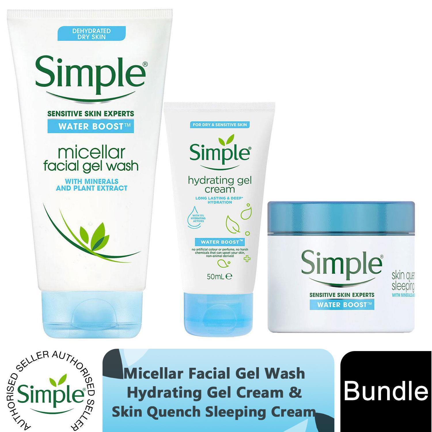 Simple WaterBoost Gel Wash150ml, Gel Cream50ml, or Night Cream50ml with Minerals - Picture 42 of 52