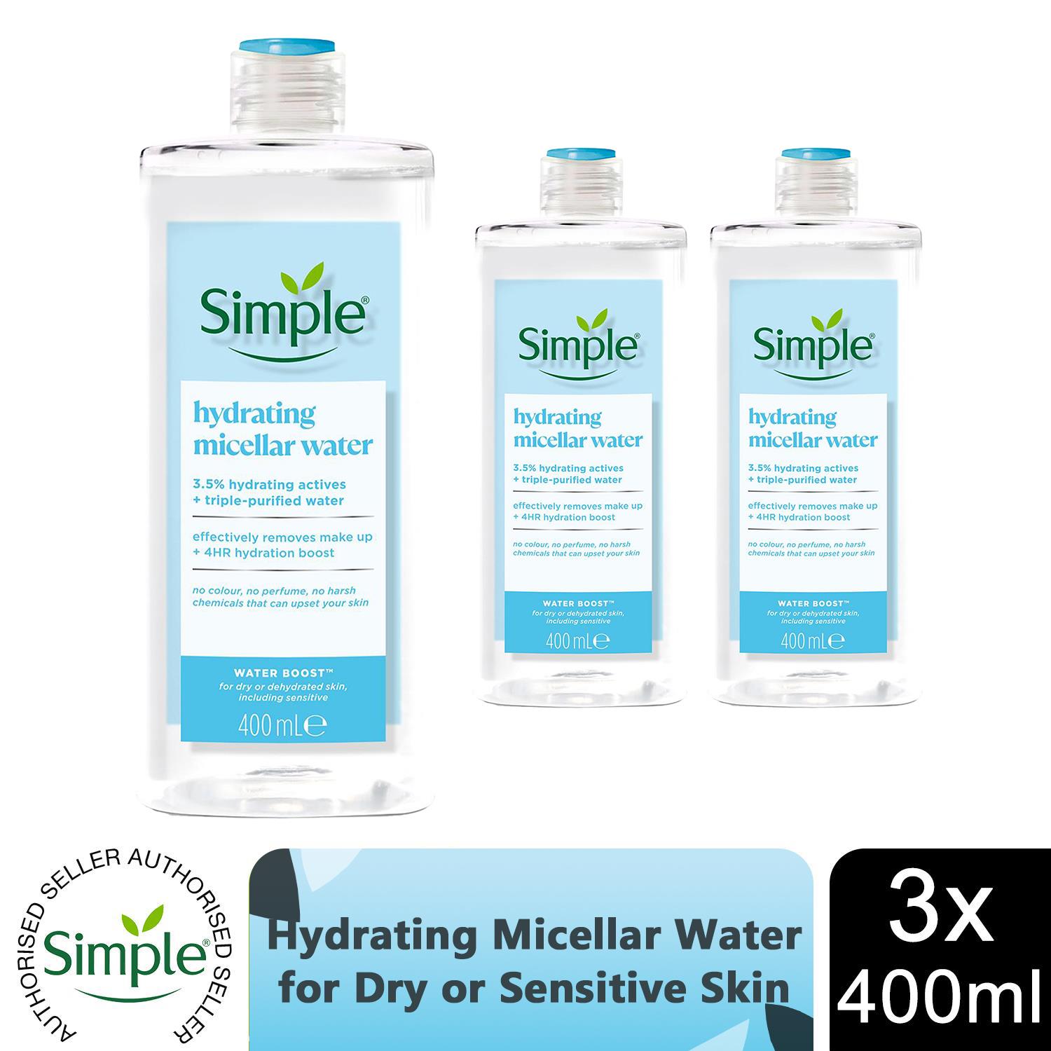 3 x 400ml Simple Water Boost Mizellen Reinigungswasser für dehydrierte Haut - Bild 7 von 16