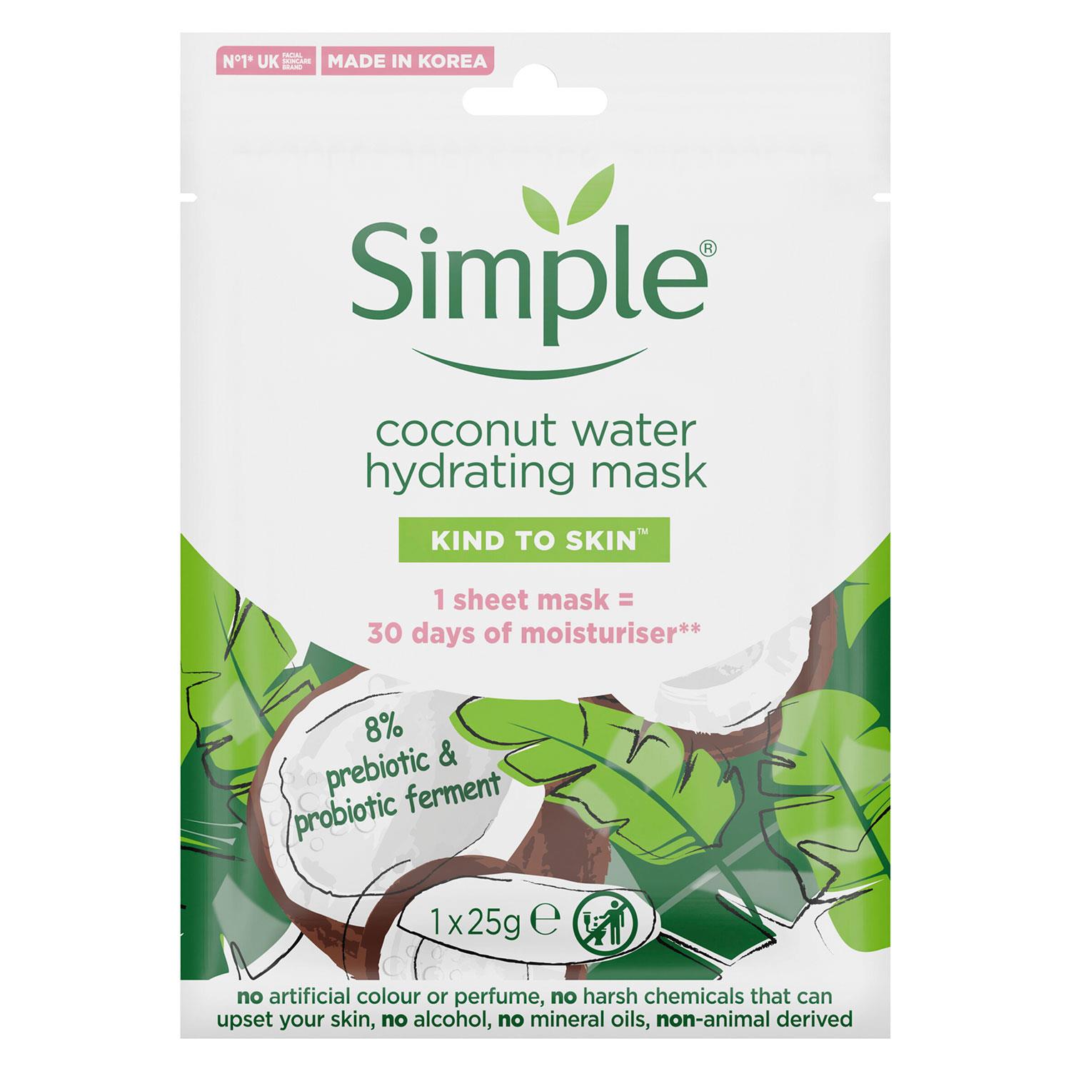 5/10x Simple Hydrating CoconutWater SheetMask with 8% PrePro Biotich Ferment,25g - Picture 13 of 16