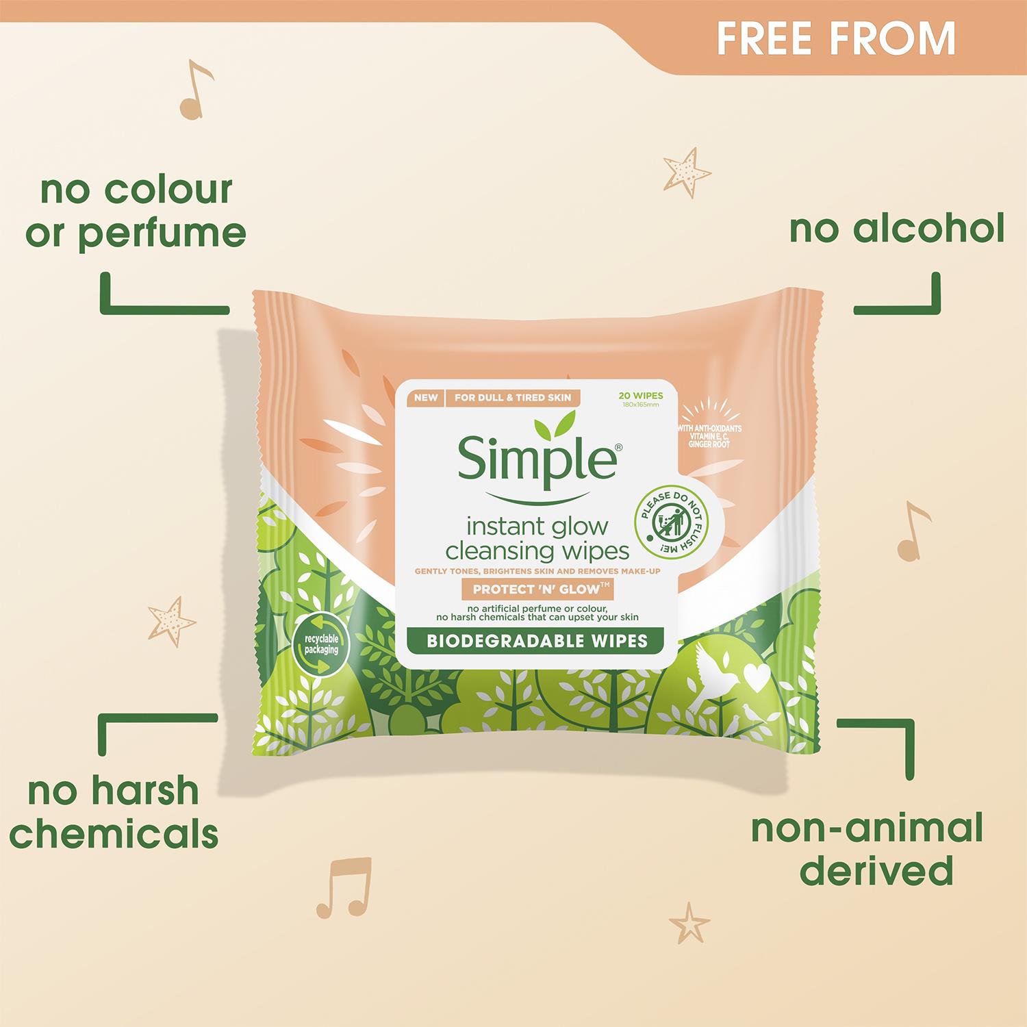 Simple Biodegradable Cleansing Facial Wipes, 3x20 Wipes - Picture 49 of 54