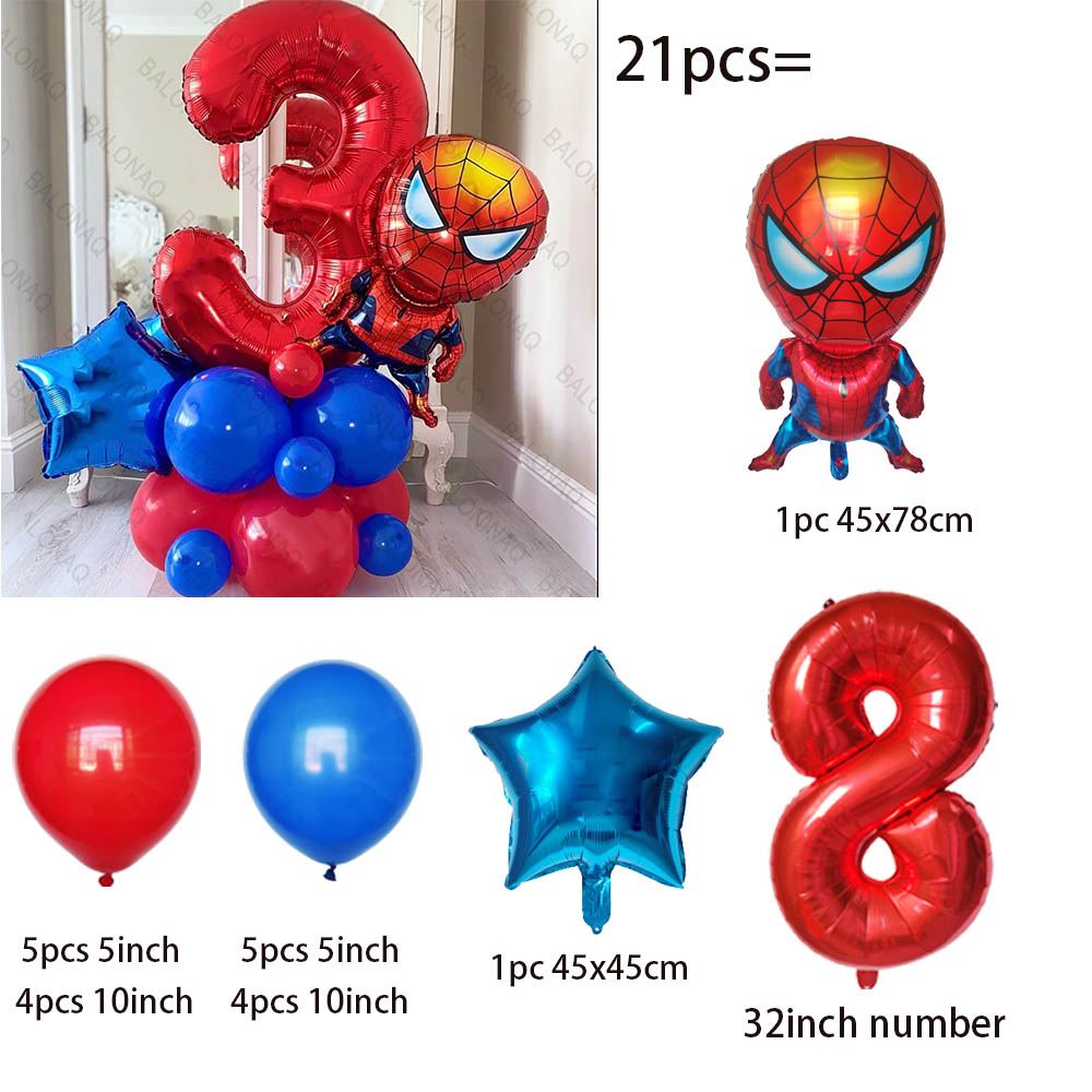 Juego de globos de aluminio Disney 21 piezas Spiderman para decoración de fiestas infantiles - Imagen 4 de 10