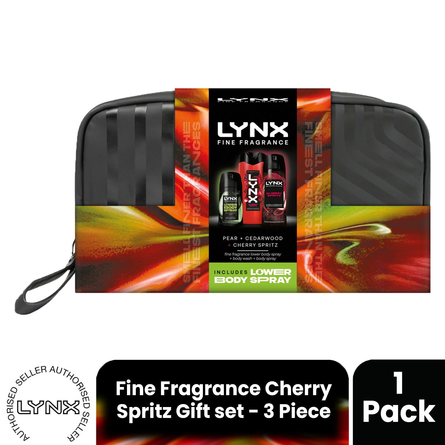 LYNX Fine Fragrance Cherry Spritz Washbag Gift Set, Choose Pack Size 1,2,3 or 4