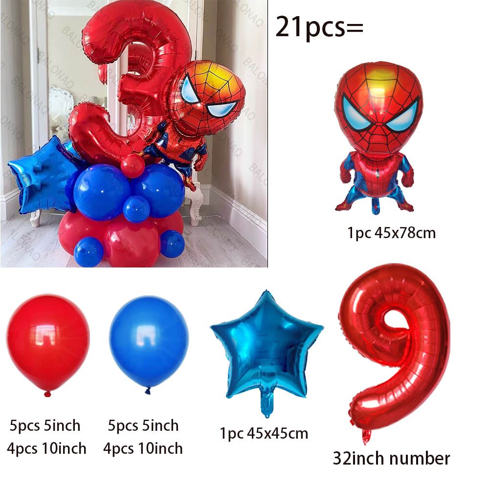 Juego de globos de aluminio Disney 21 piezas Spiderman para decoración de fiestas infantiles - Imagen 6 de 10