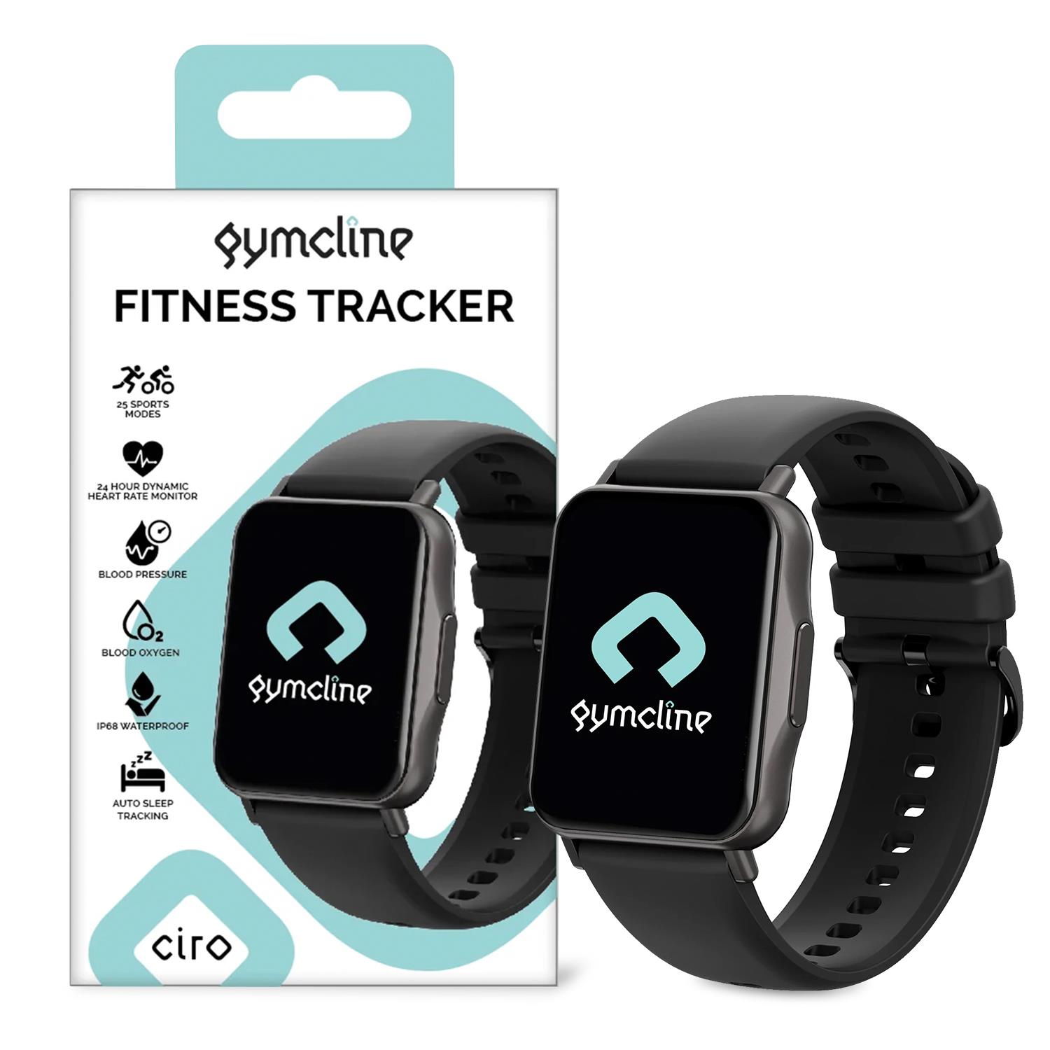 Gymcline Ciro Fitness Tracker with 25 Sports Modes, Black, Navy or