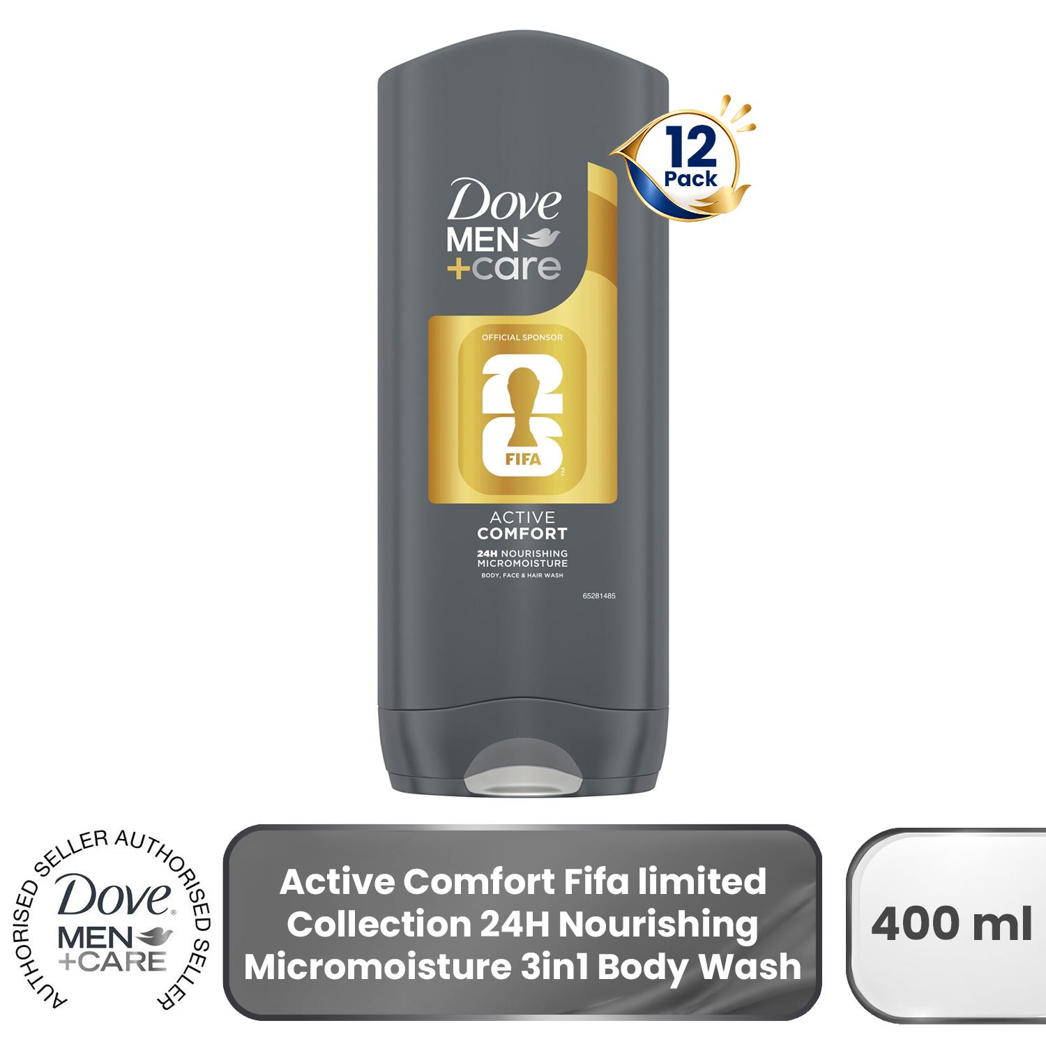 Dove Men+Care FIFA Active Comfort 3-in-1 Hair, Face & Body Wash, 400ml 3 Pack - Image 5