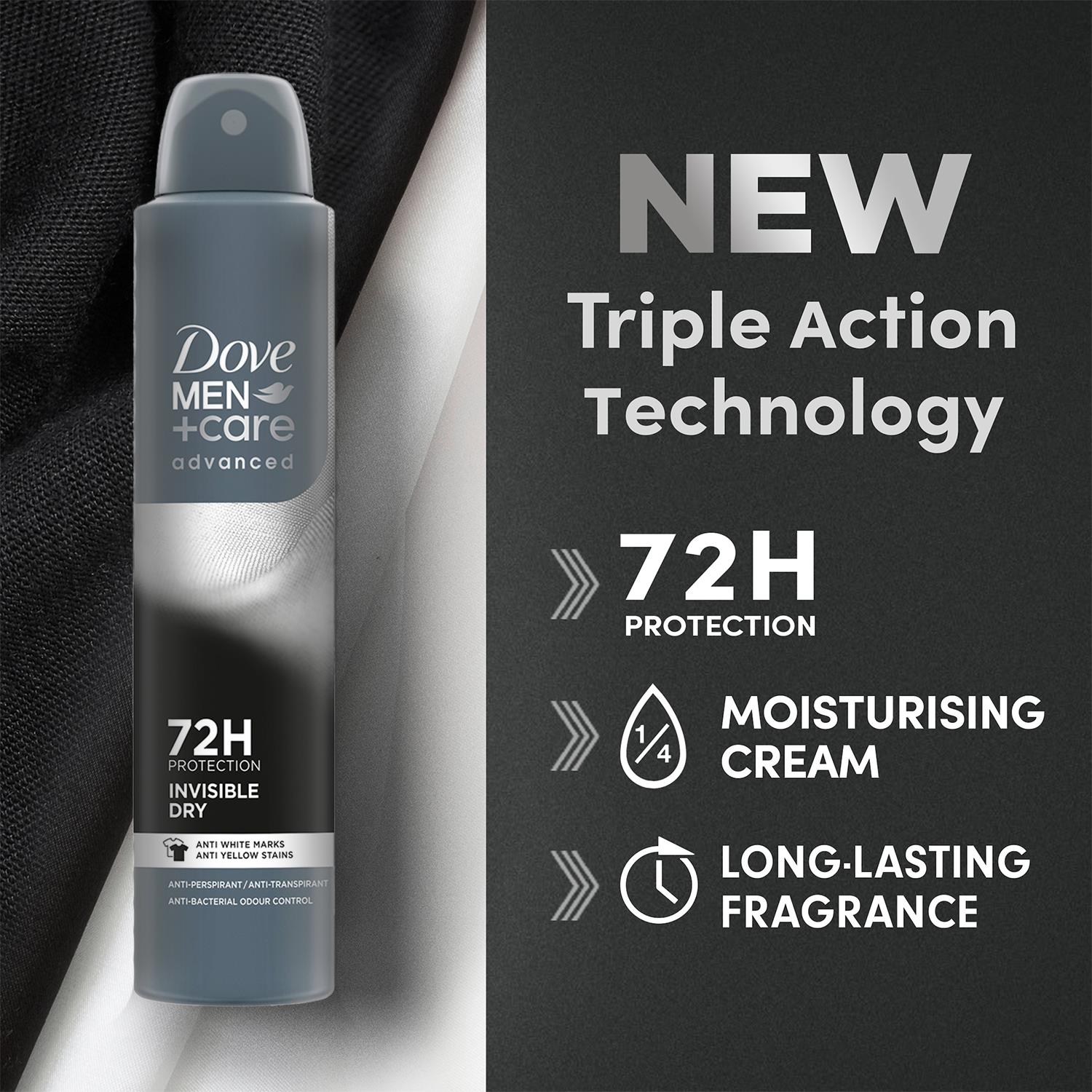 Dove Anti-Perspirant Men+Care Advanced 72H Protection Deodorant 200ml, 3 Pack - Picture 50 of 78
