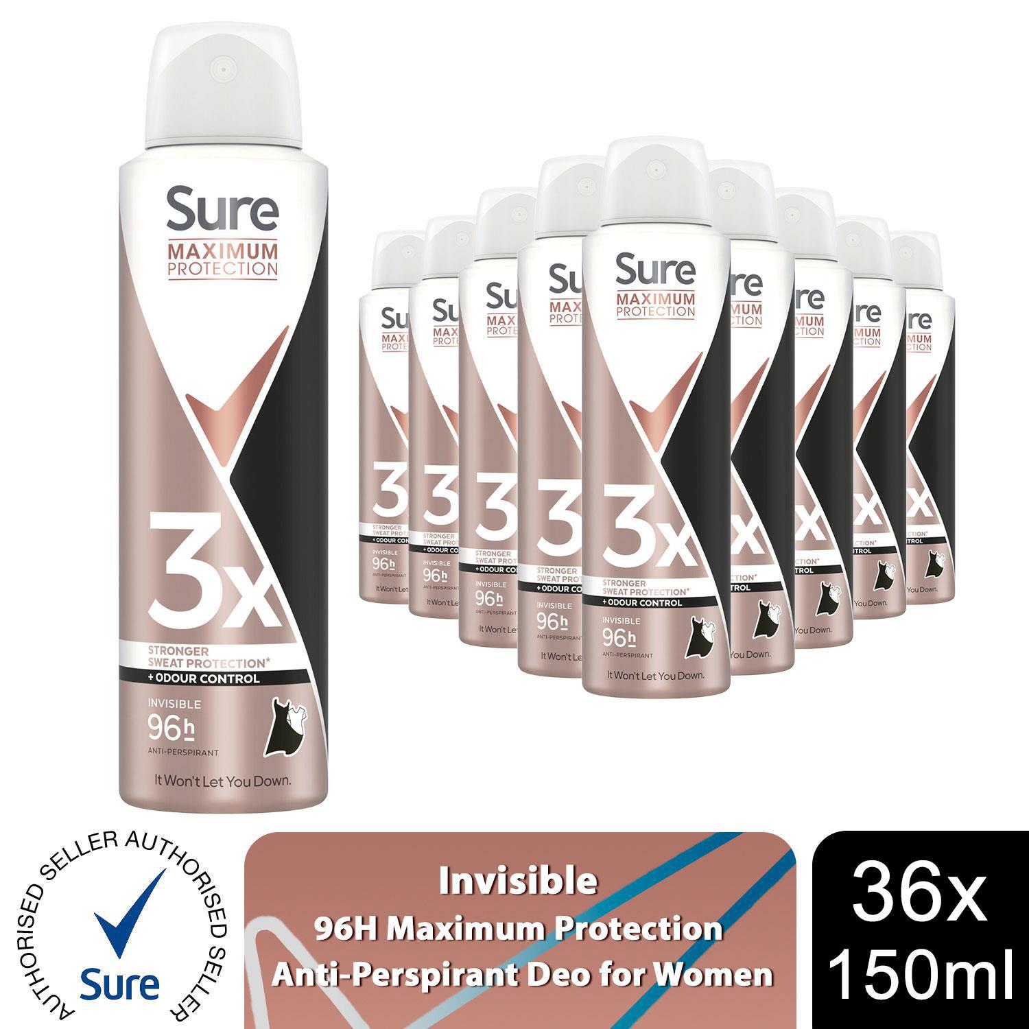 Sure Women Anti-Perspirant 96H Maximum Protection Deo 150ml, Select Scent & Pack - Picture 196 of 200