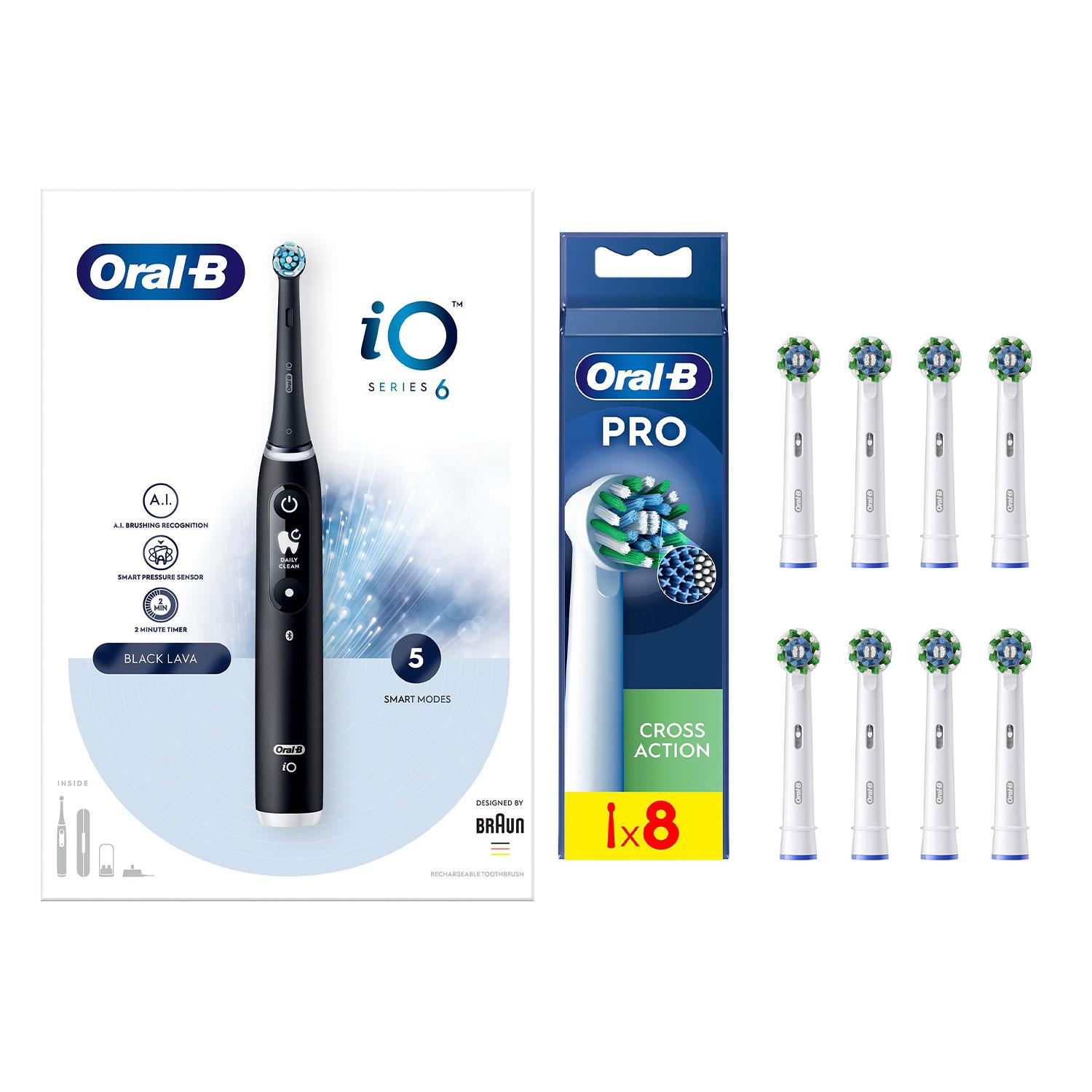 Oral-B iO Series 6 Elektrische Wiederaufladbare Zahnbürste - Schwarz mit 8x Nachfüllköpfen - Bild 44 von 66