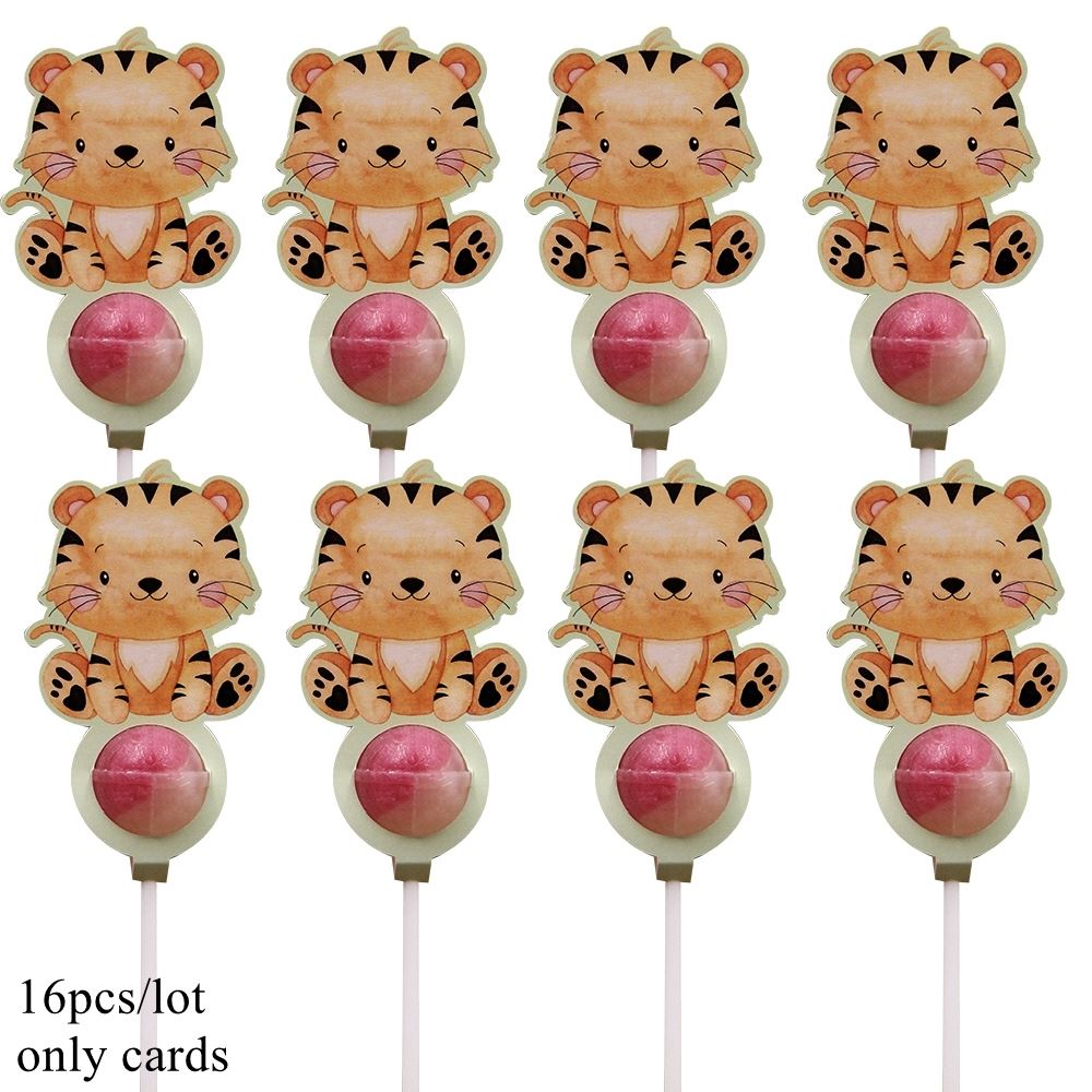 Tissy 16PCS Wild Animal Lollipop Cards for Jungle Safari Parties - Picture 6 of 10