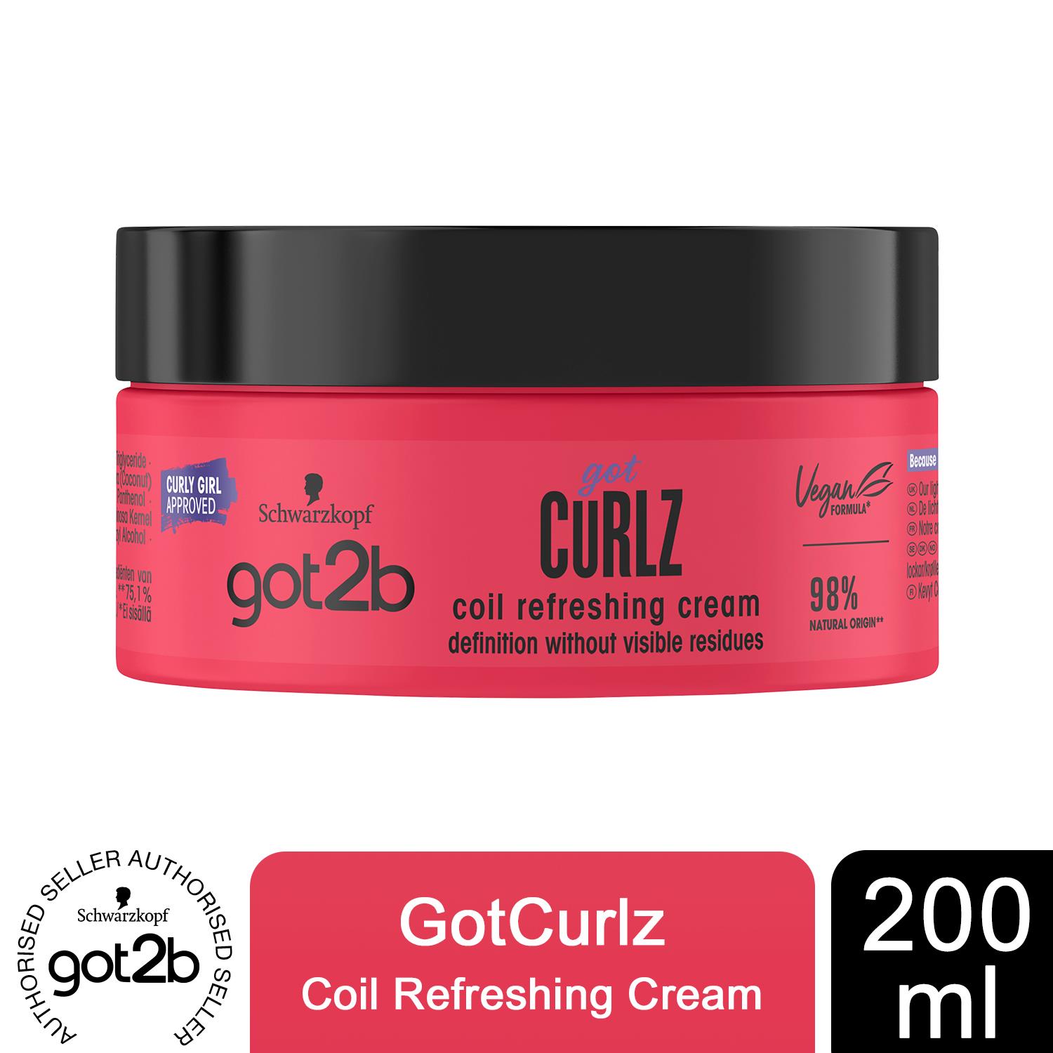Schwarzkopf Got2b Got Curlz Coil Refreshing Cream for Curls Enhancing, 200ml