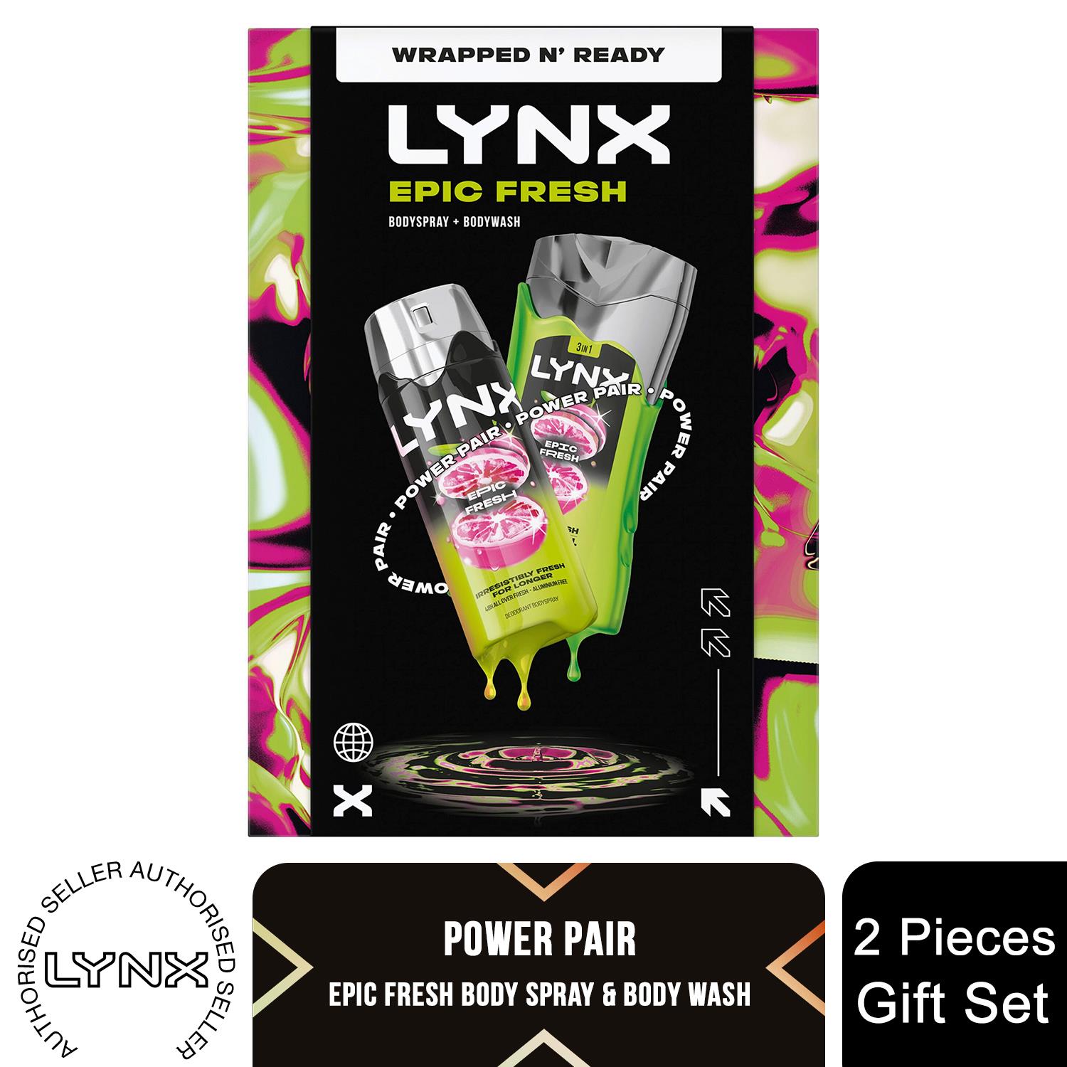 Lynx Epic Fresh Duo Gift Set with Body Spray & Bodywash - Zesty Clean Scent