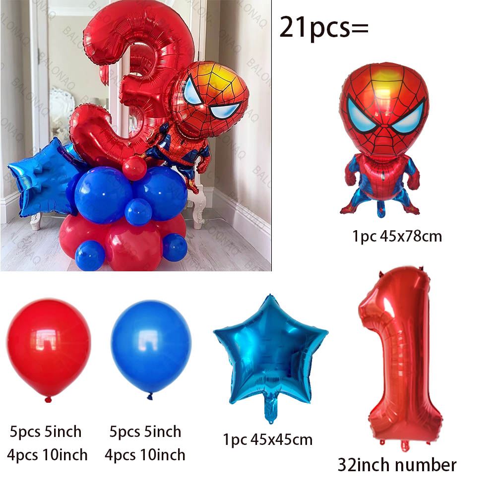 Juego de globos de aluminio Disney 21 piezas Spiderman para decoración de fiestas infantiles - Imagen 5 de 10