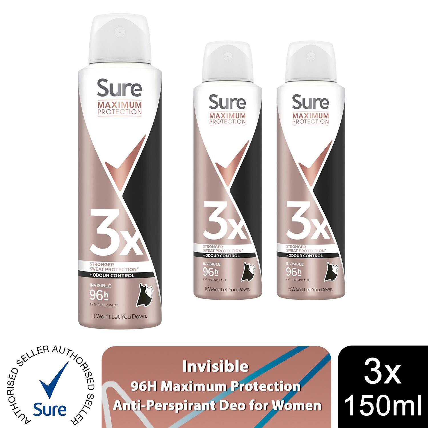 Sure Women Anti-Perspirant 96H Maximum Protection Deo 150ml, Select Scent & Pack - Picture 34 of 200